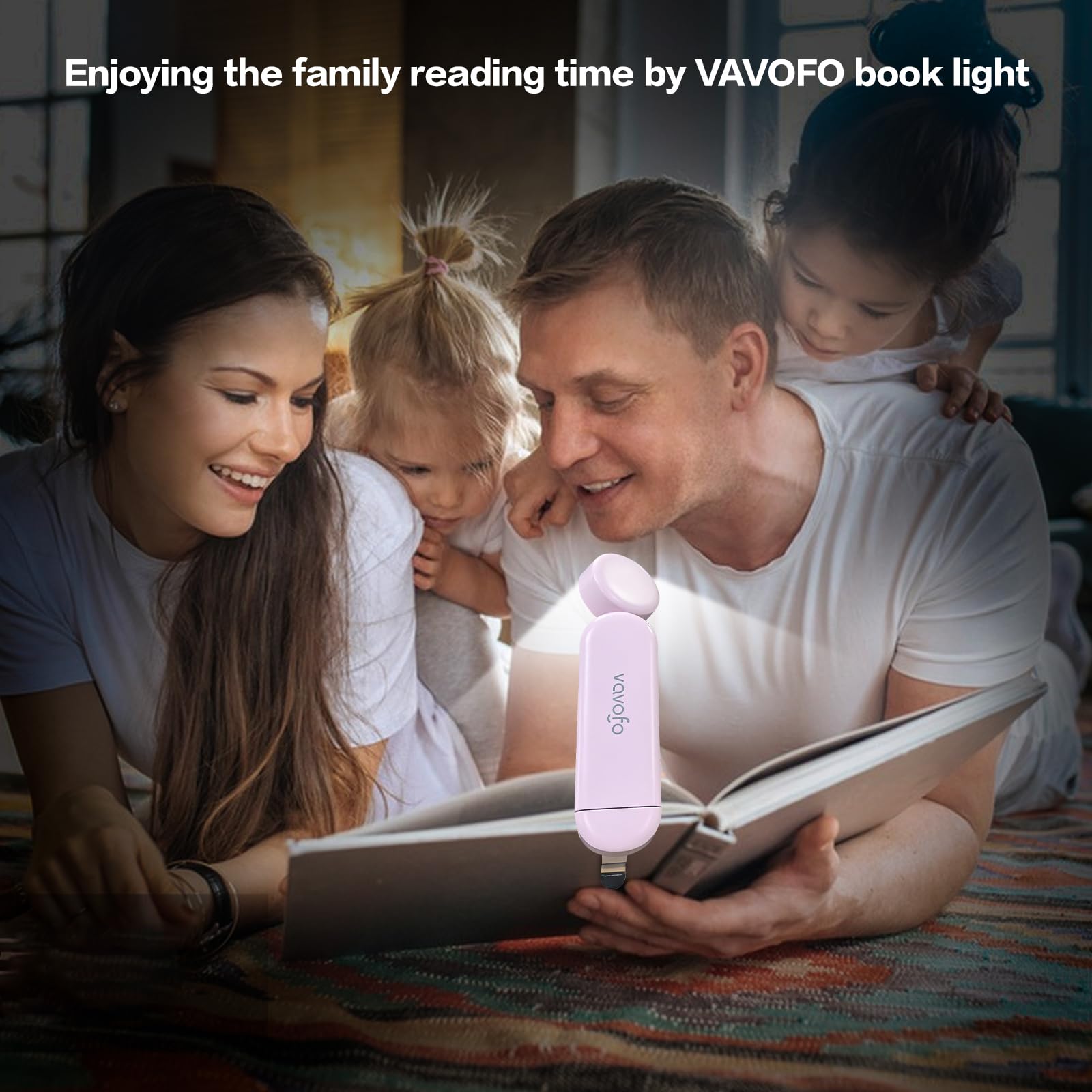 Vavofo Usb Rechargeable Book Light, Blue Light Blocking, Amber Light Clip On Bookmark Shaped Reading Light, Eye Care 6 Leds Book Light For Bookworms Reading In Bed With 9 Lighting Modes (Pink Purple)