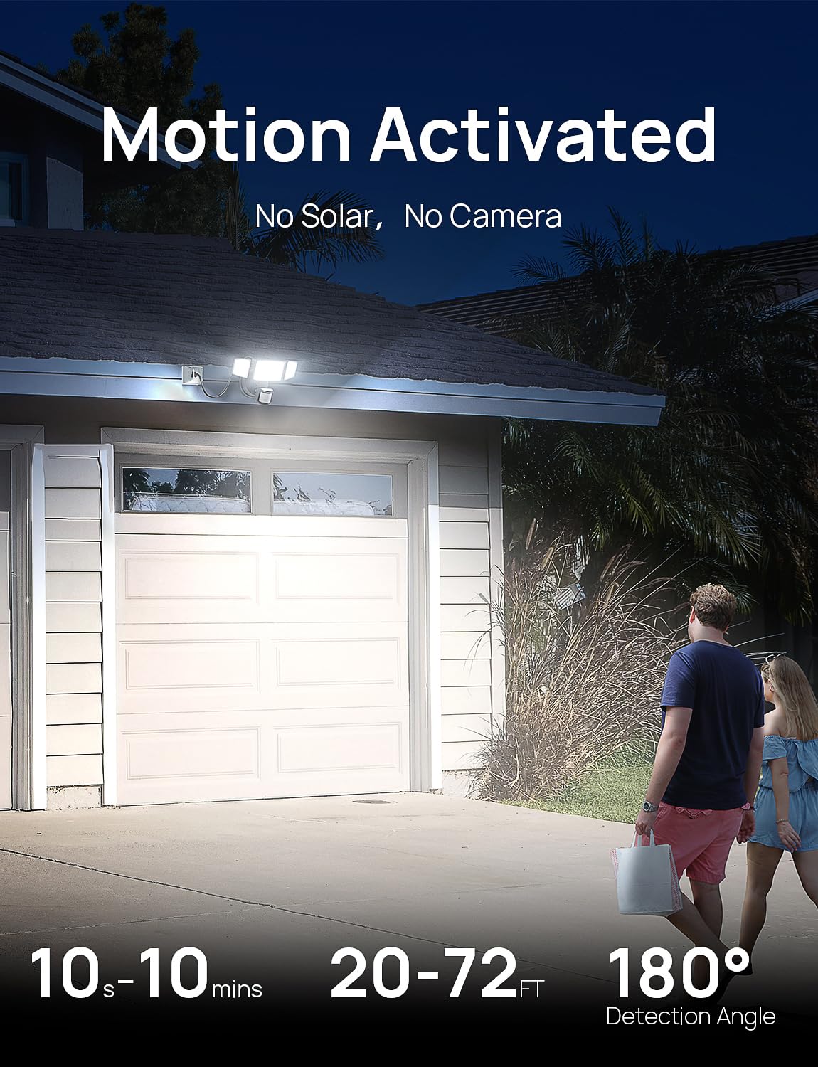 Meloght 75W Motion Sensor Outdoor Flood Light, 7500LM, IP65 Waterproof, Dusk to Dawn, Black, Model MESLB75DW