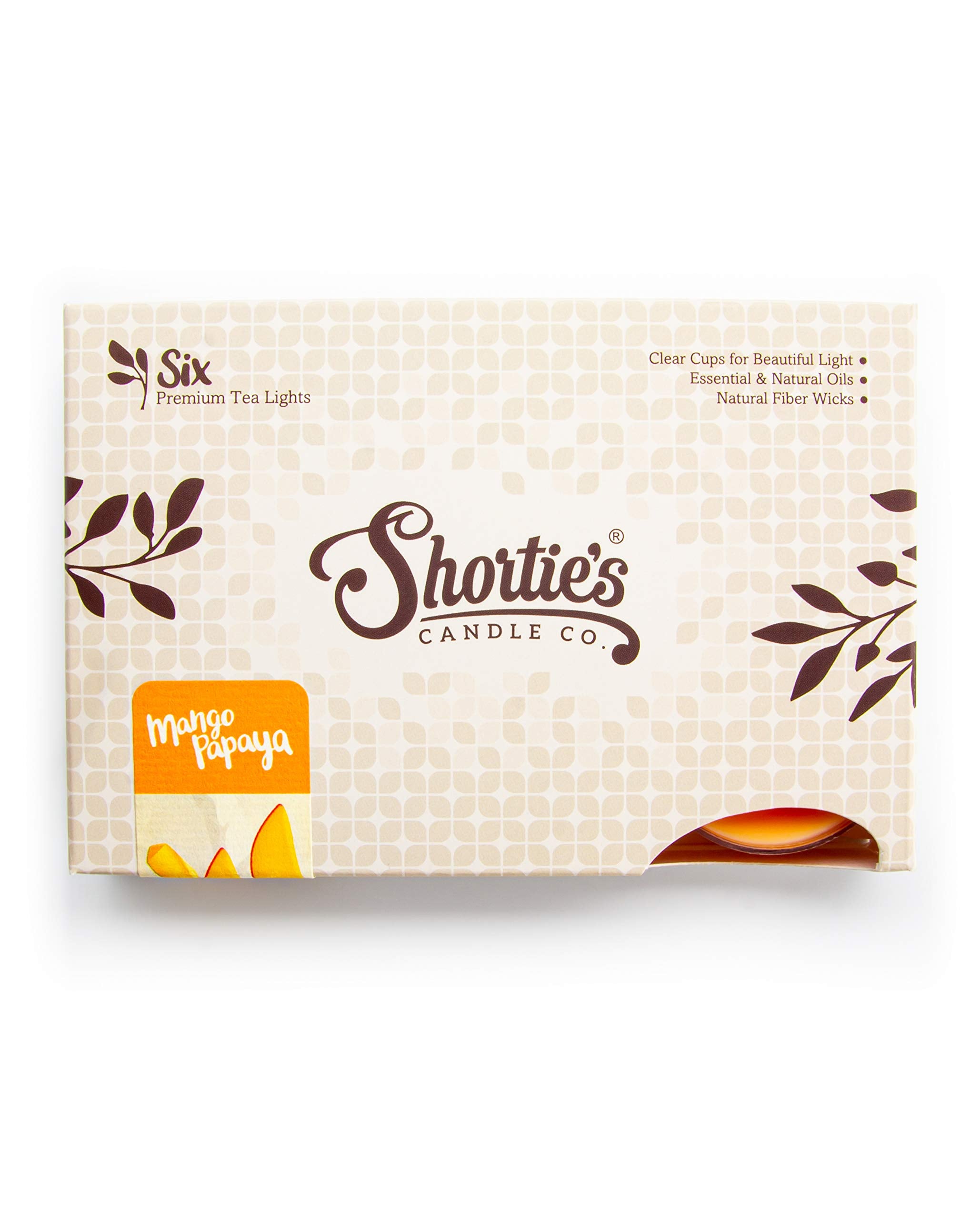 Mango & Papaya Premium Tealight Candles - 6 Orange Highly Scented Tea Lights - Beautiful Candlelight - Made In The Usa - Fruit &