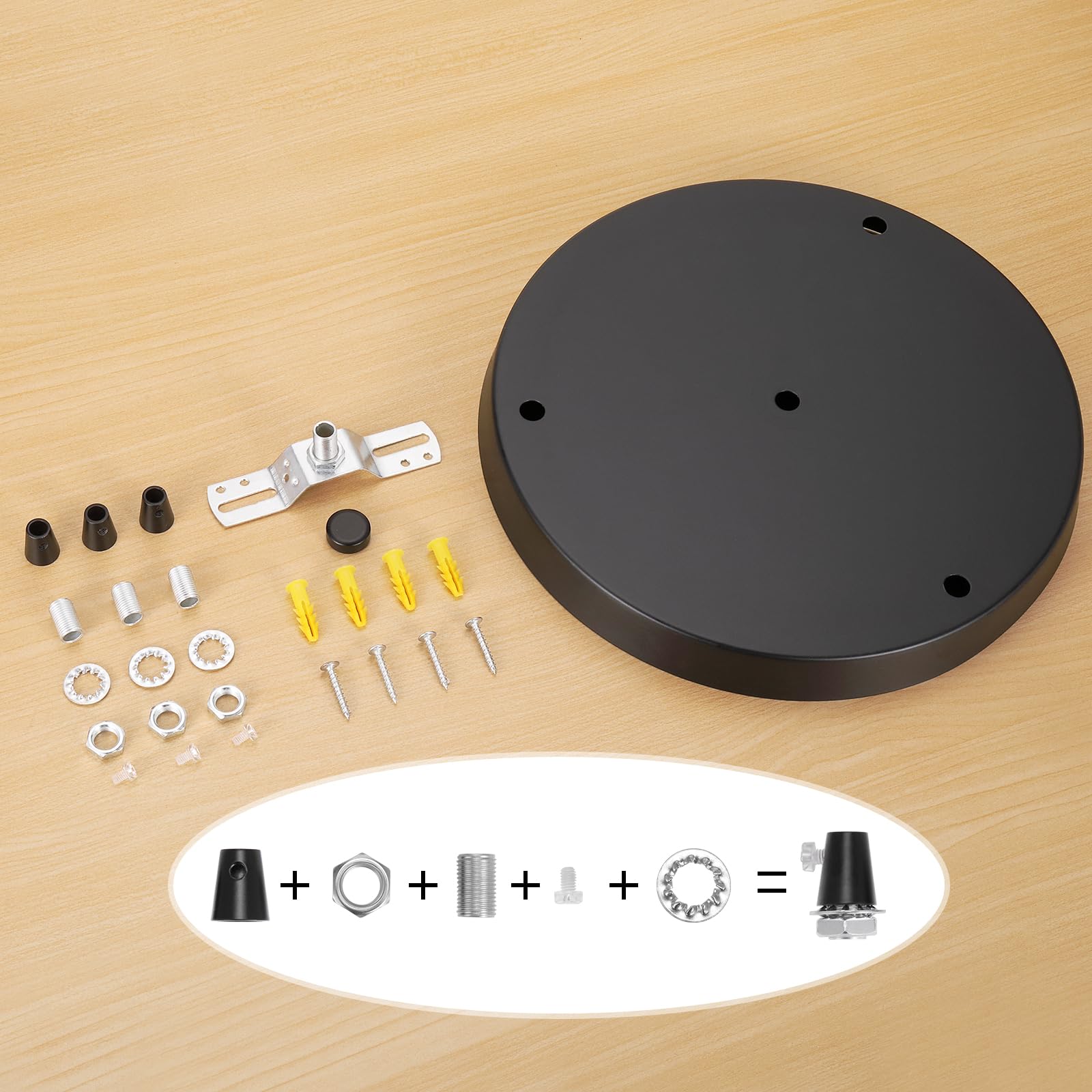 Canomo 10 Inch Black Ceiling Canopy Kit For 3 Head Pendant Light - Iron Lighting Accessory