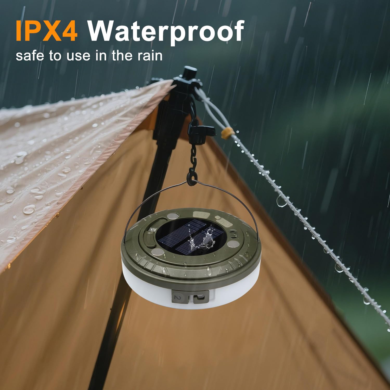 Hiromeco 2-in-1 Solar Camping Lights String, 5 Modes, IP65 Waterproof, 1200mAh Battery, 29.52ft, Multicolor, Model Hir-CSL