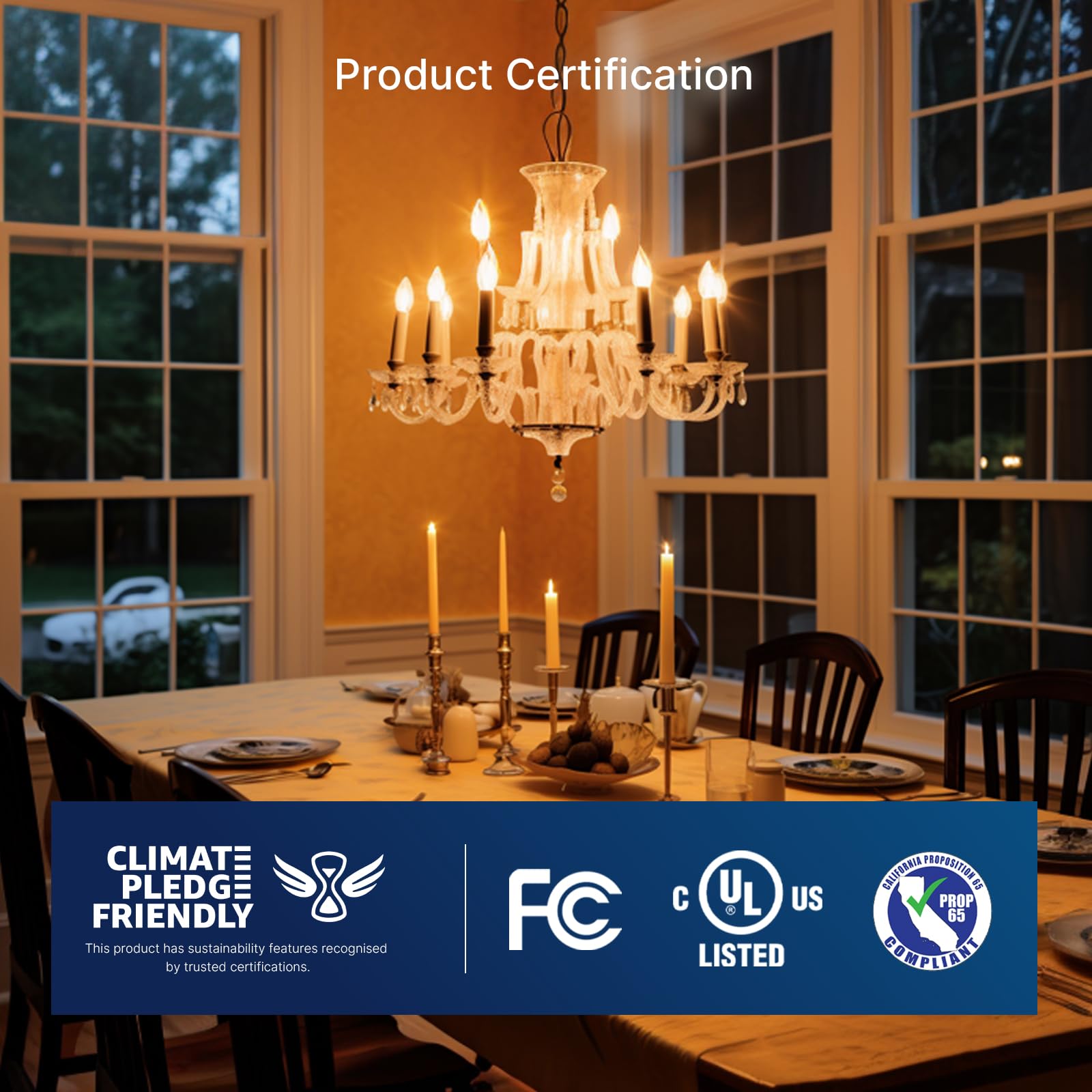 Flsnt 40W Equivalent Led Chandelier Light Bulbs, Dimmable Amber Led B11 E12 Candelabra Base Bulbs, 2200K Warm White, 330Lm, 6 Pa