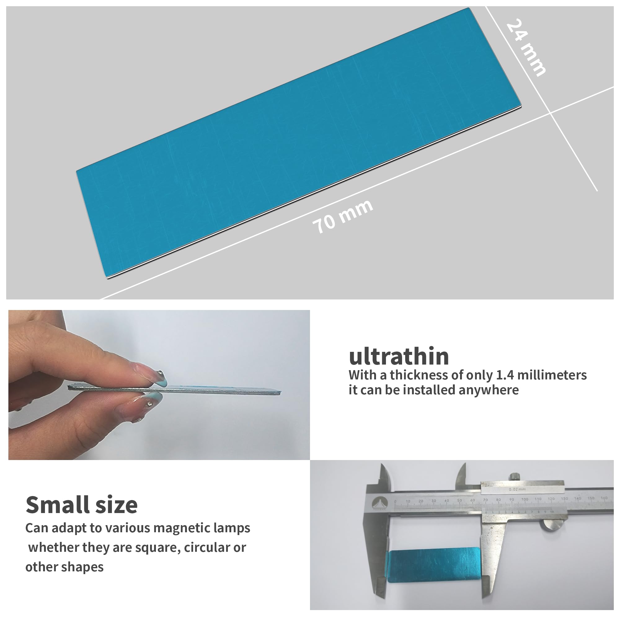 LIGHTULIFE Under Cabinet Magnetic Strips - 4 Set Adhesive Blue Iron Replacement, Model BL008