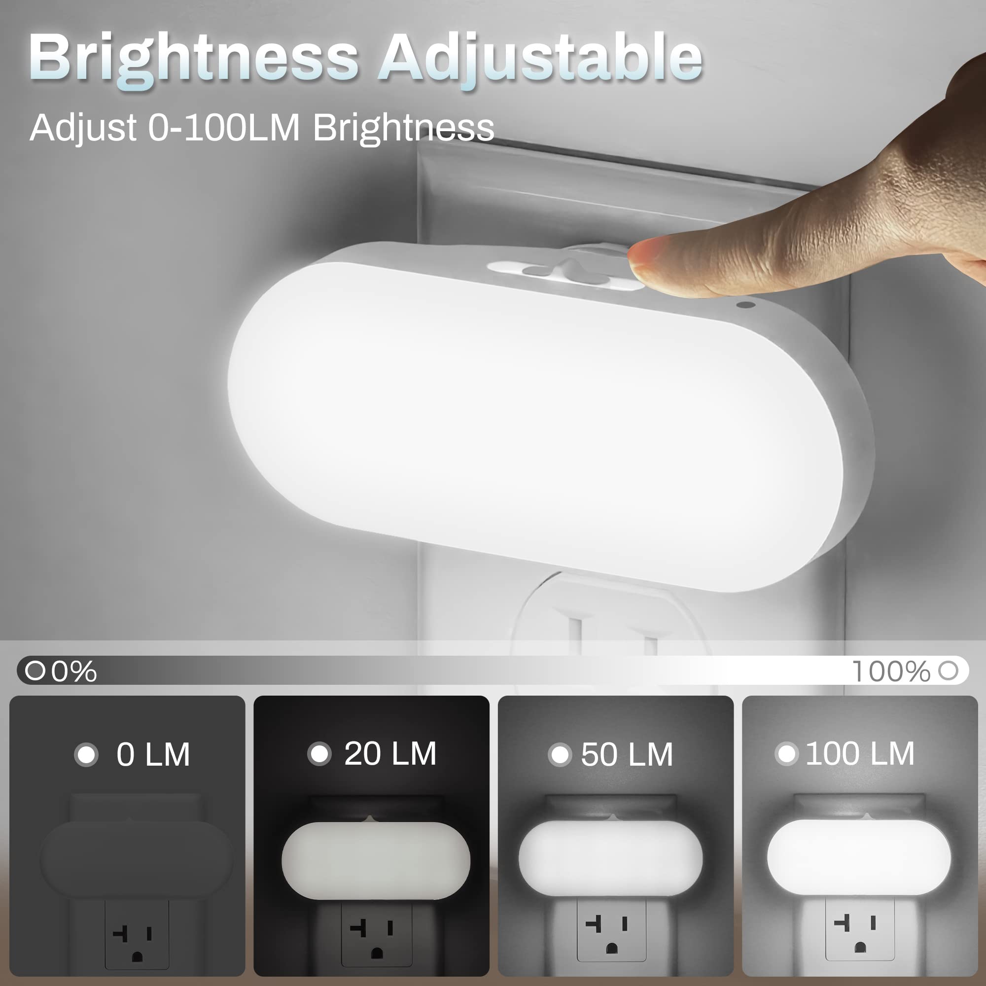 DORESshop Night Lights, Dimmable LED, 4 Packs, Daylight White, Model D-NL00703DG-4N, Plug into Wall, Ideal for Kids Room, Bathroom,