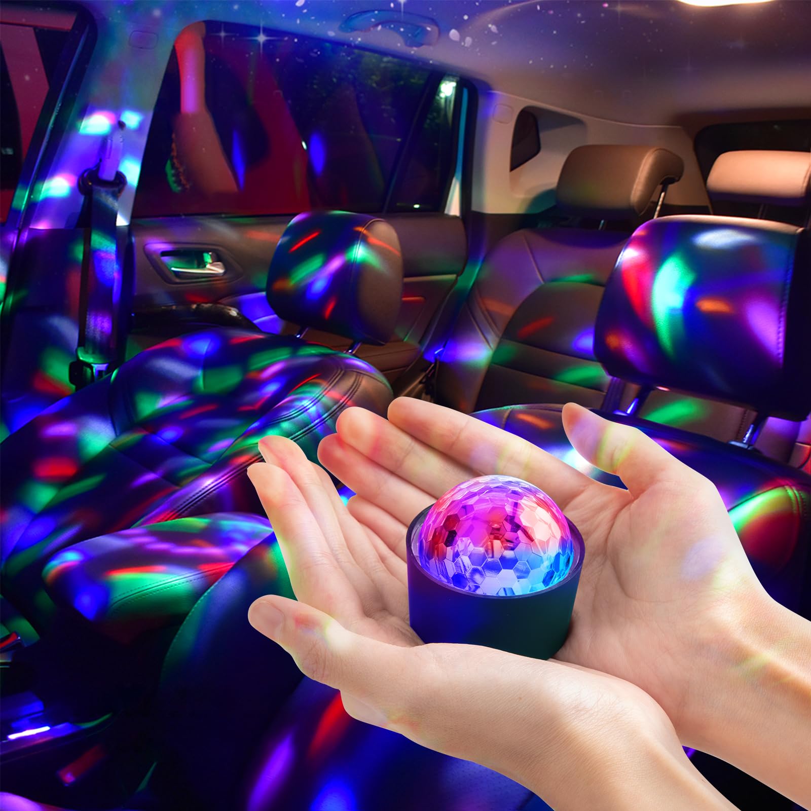 Disco Ball For Car Disco Lights With Sound Activated Multicolor Lights Mini Disco Ball Dj Disco Lights For Car Room Music Lights (Music Synchronization)
