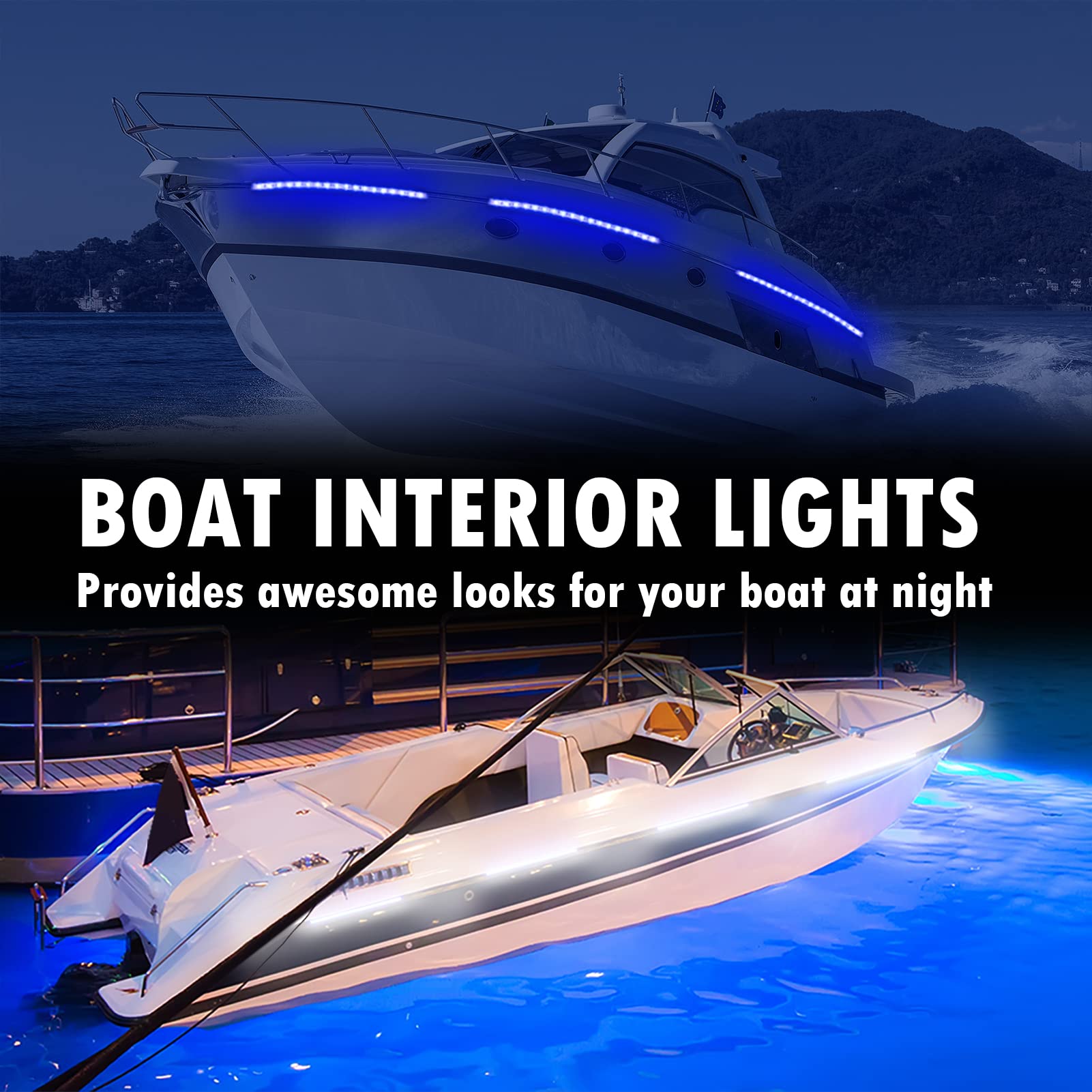 Obcursco Led Pontoon Boat Lights  Ip67 Waterproof Interior And Deck Light For Night Fishing  Courtesy Lighting For Yachts  Bass Boats  And Jet Skis(Blue  3.5W)