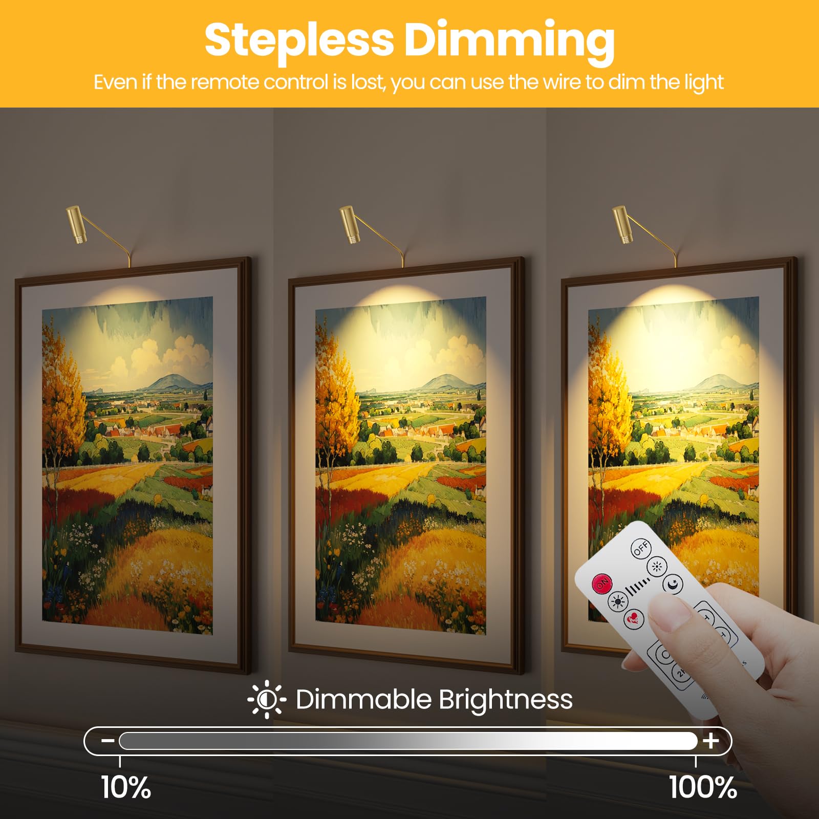 ZOOPEEN 2 Pack Zoomable Picture Light Spotlight,Plug in LED Picture Lights for Wall 3000K Photo Frame Light with Remote Control