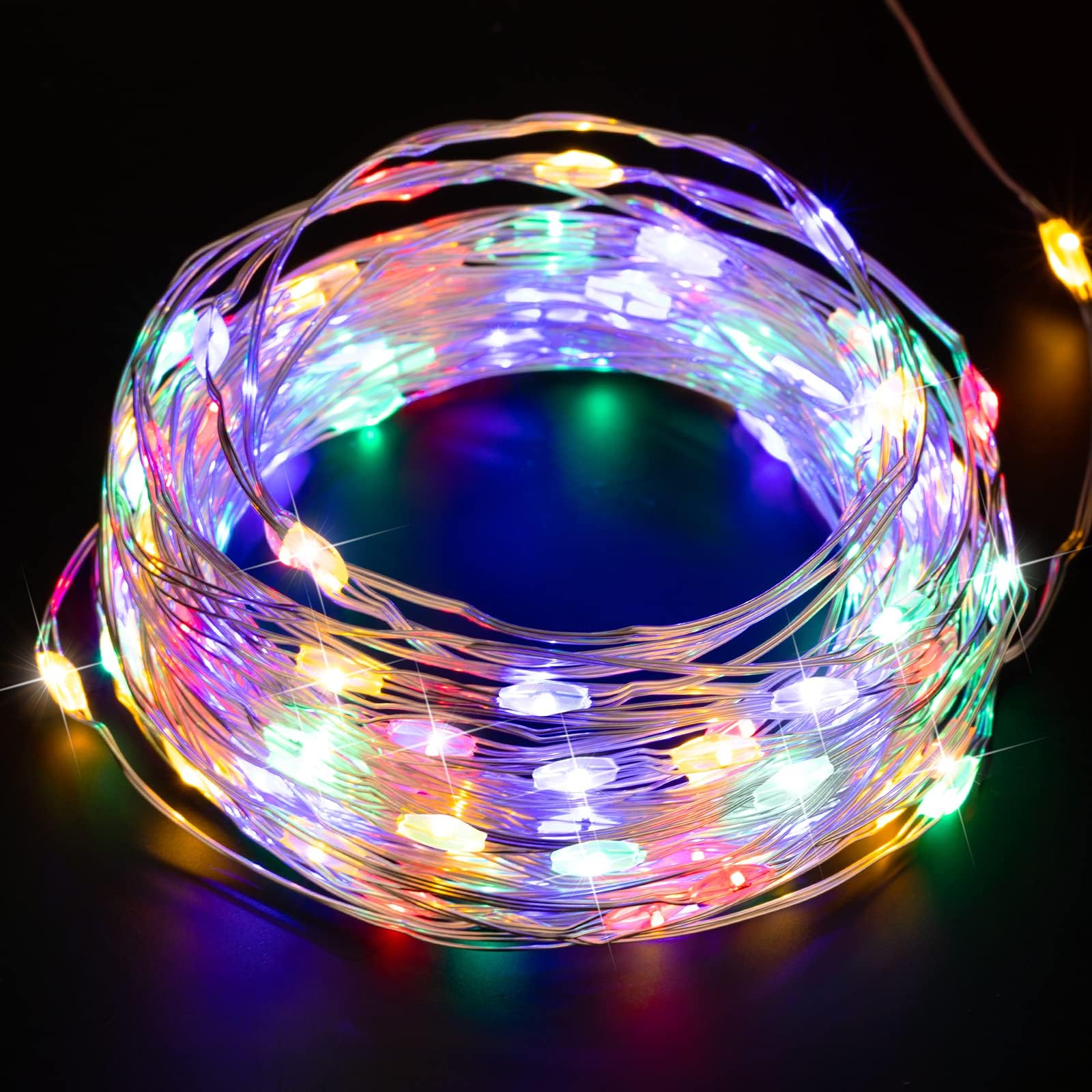 2Pack Fairy Lights Plug In, 40 Feet 120 Led Waterproof String Lights Plug In On Silver Wire, Starry Firefly Lights For Craft Diy Party Wedding Bedroom Indoor Outdoor Christmas Decorations, Multicolor