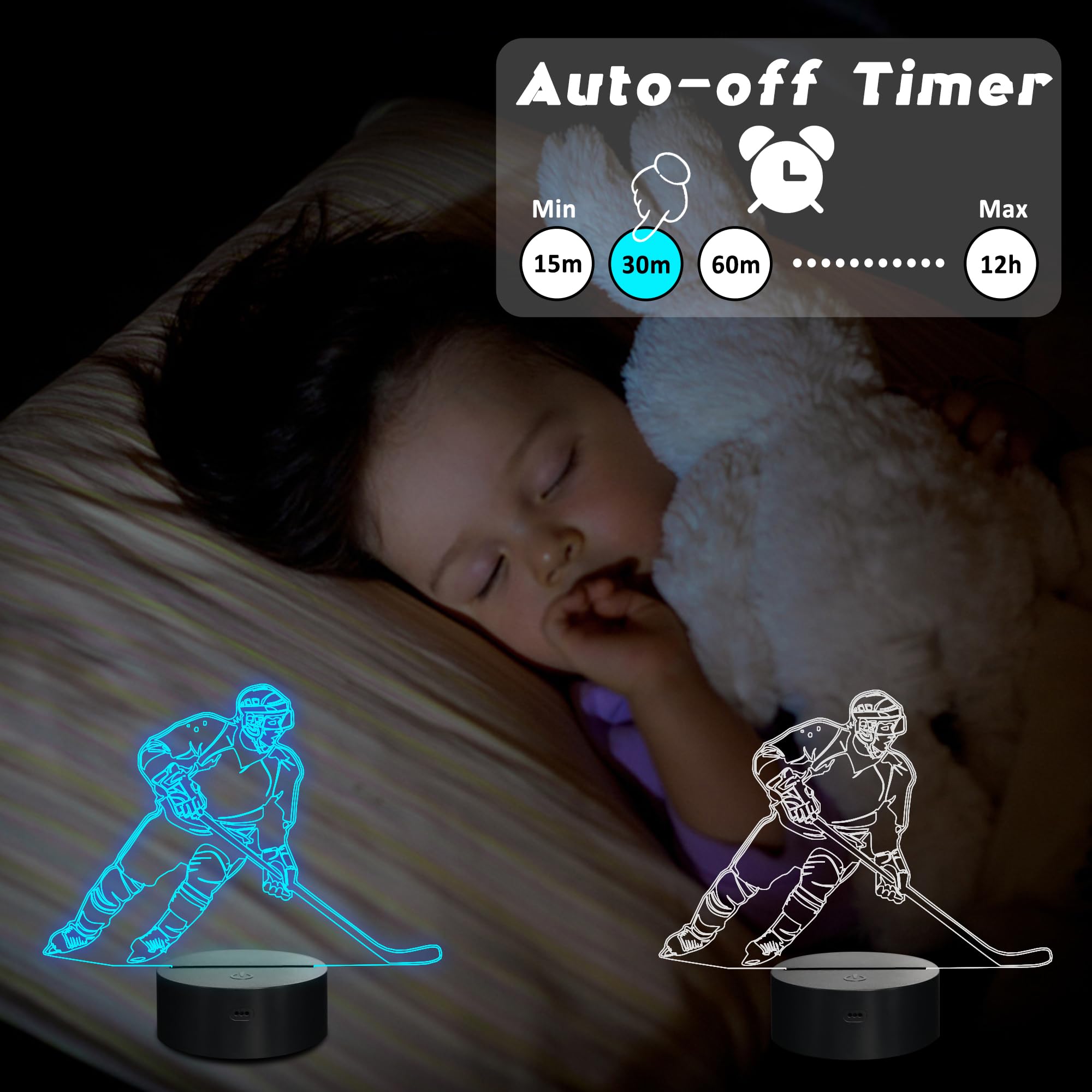 Coolgift Mart Hockey Gifts, 3D Rangers Hockey Lamp With 16 Color Changing Remote Control And Timer, Perfect Christmas And Birthd