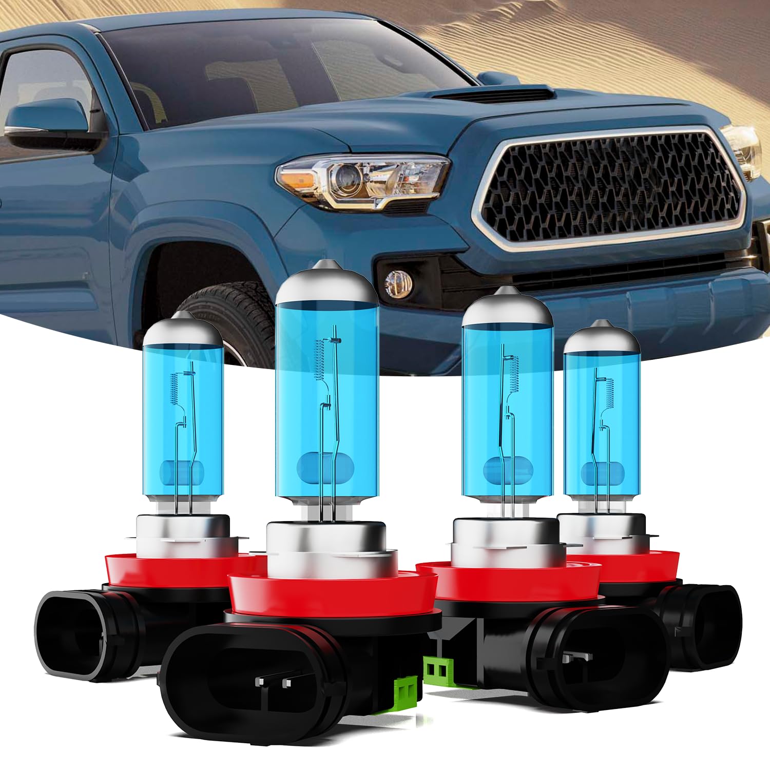 TTDBDAN Headlights Fit for 2016-2019 Toyota Tacoma Halogen Headlight Bulbs,H11/H8/H9 High & Low Beam Headlight Bulbs Kit,Plug An