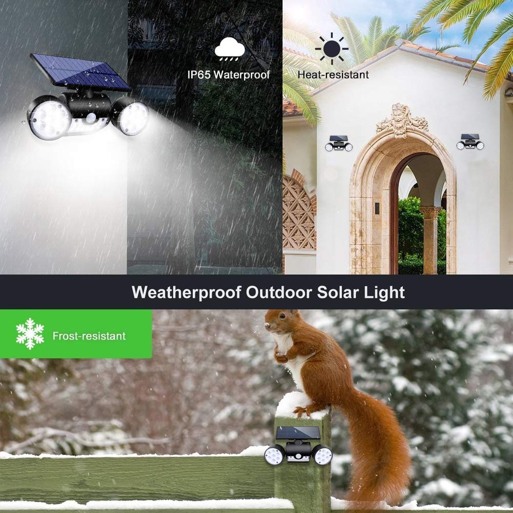 Ollivage Solar Lights Outdoor, 30 LED Motion Sensor Spotlights, IP65 Waterproof, 360° Adjustable, 4 Pack