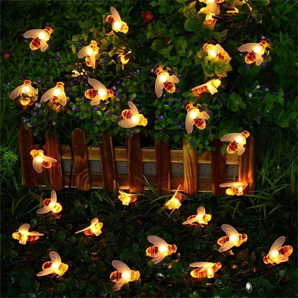 Quace Christmas Halloween Festival LED String Lights Curtain Honey Bee Battery Powered Fairy Lights House Party Decor (16 LED, W