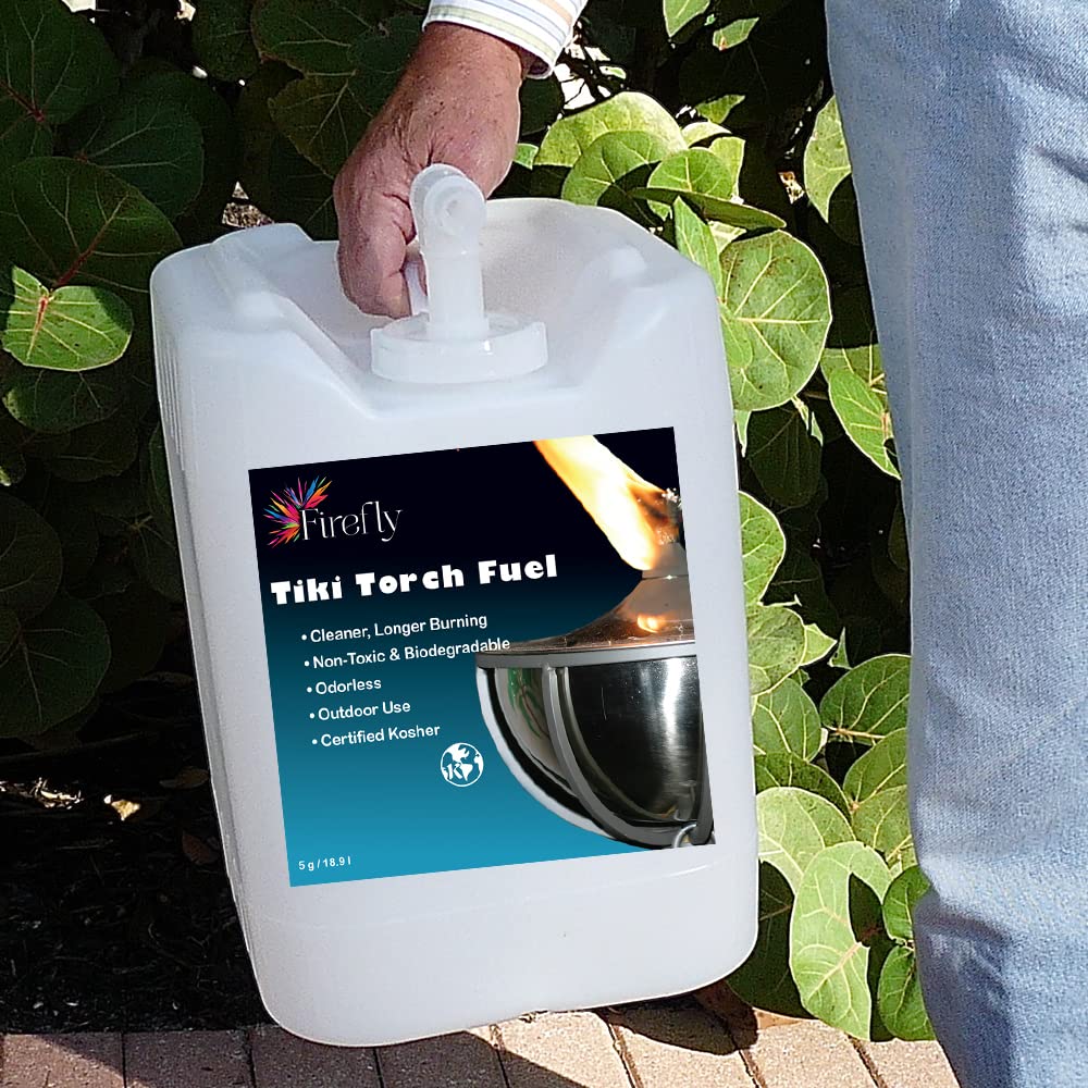 Firefly Bulk Tiki Fuel - Tiki Torch Fuel - 5 Gallons - Odorless - Significantly Longer Burn