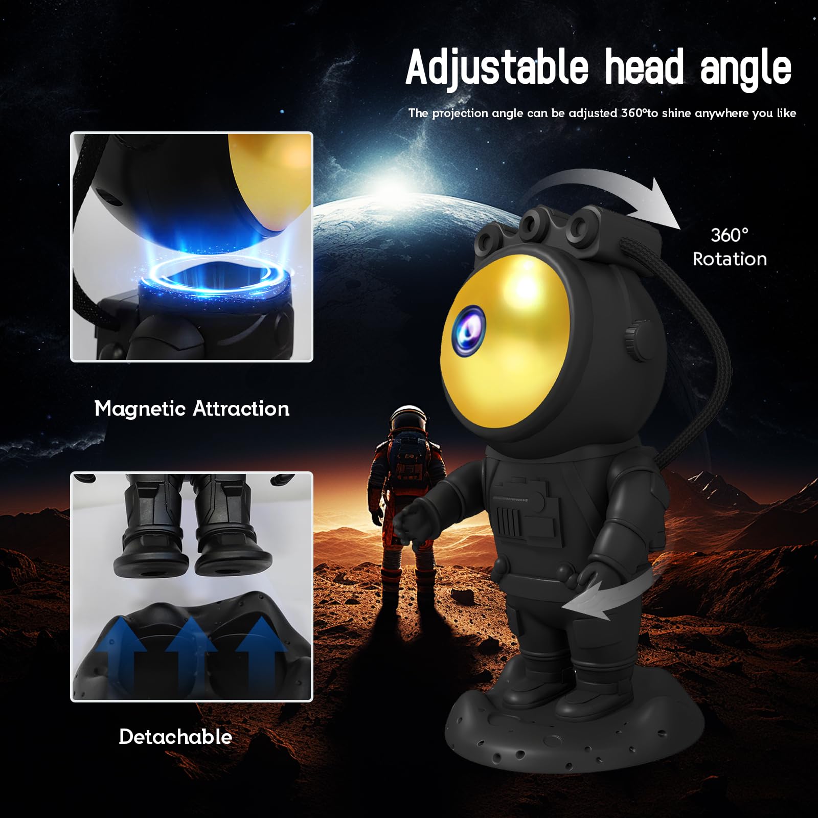 Astronaut Star Projector Galaxy Night Light, Space Projector, Starry Nebula Ceiling LED Lamp, with Timer and Remote Control, Kid