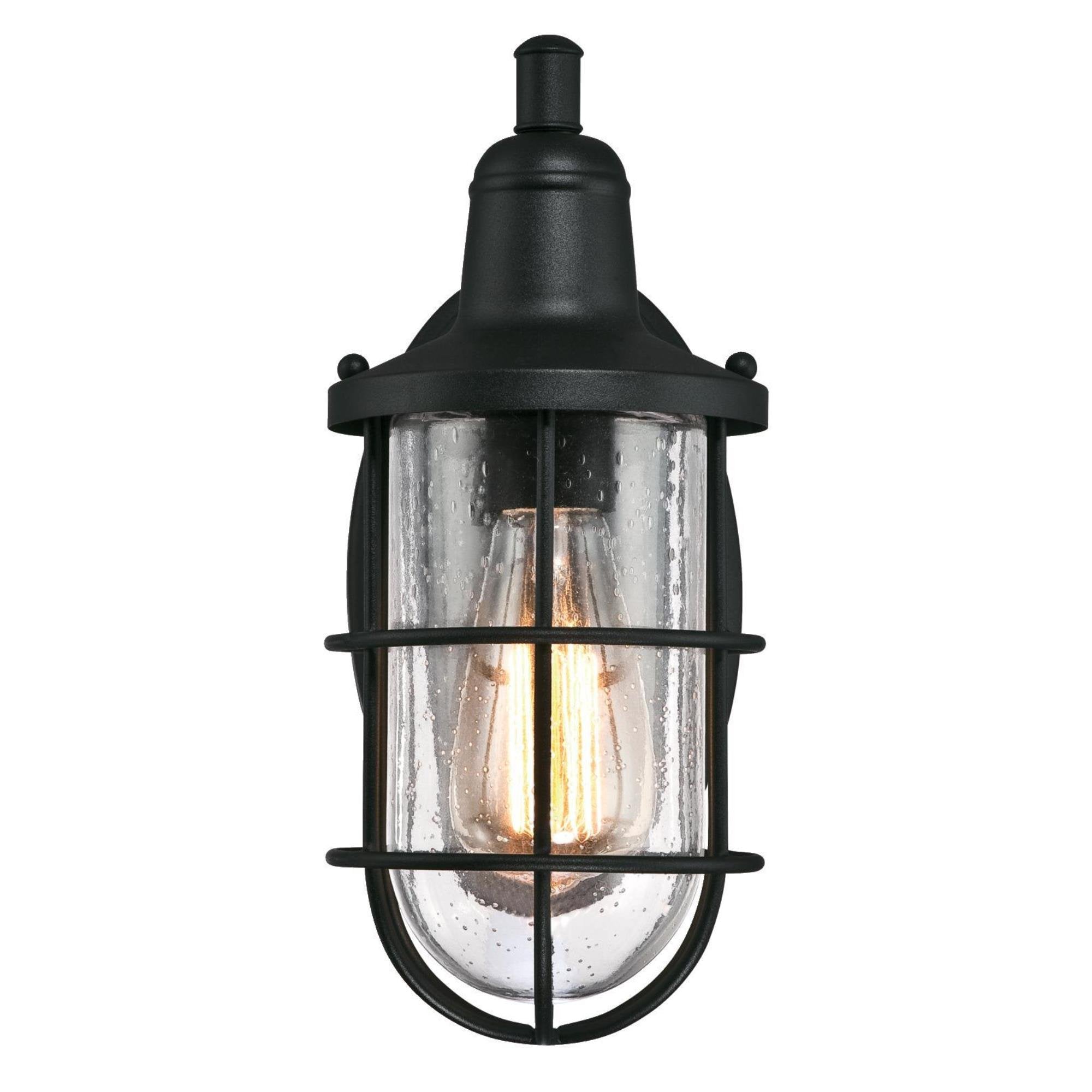 Westinghouse Crestview One-Light Outdoor Wall Fixture, Textured Black Finish, Clear Seeded Glass, Model 6334700