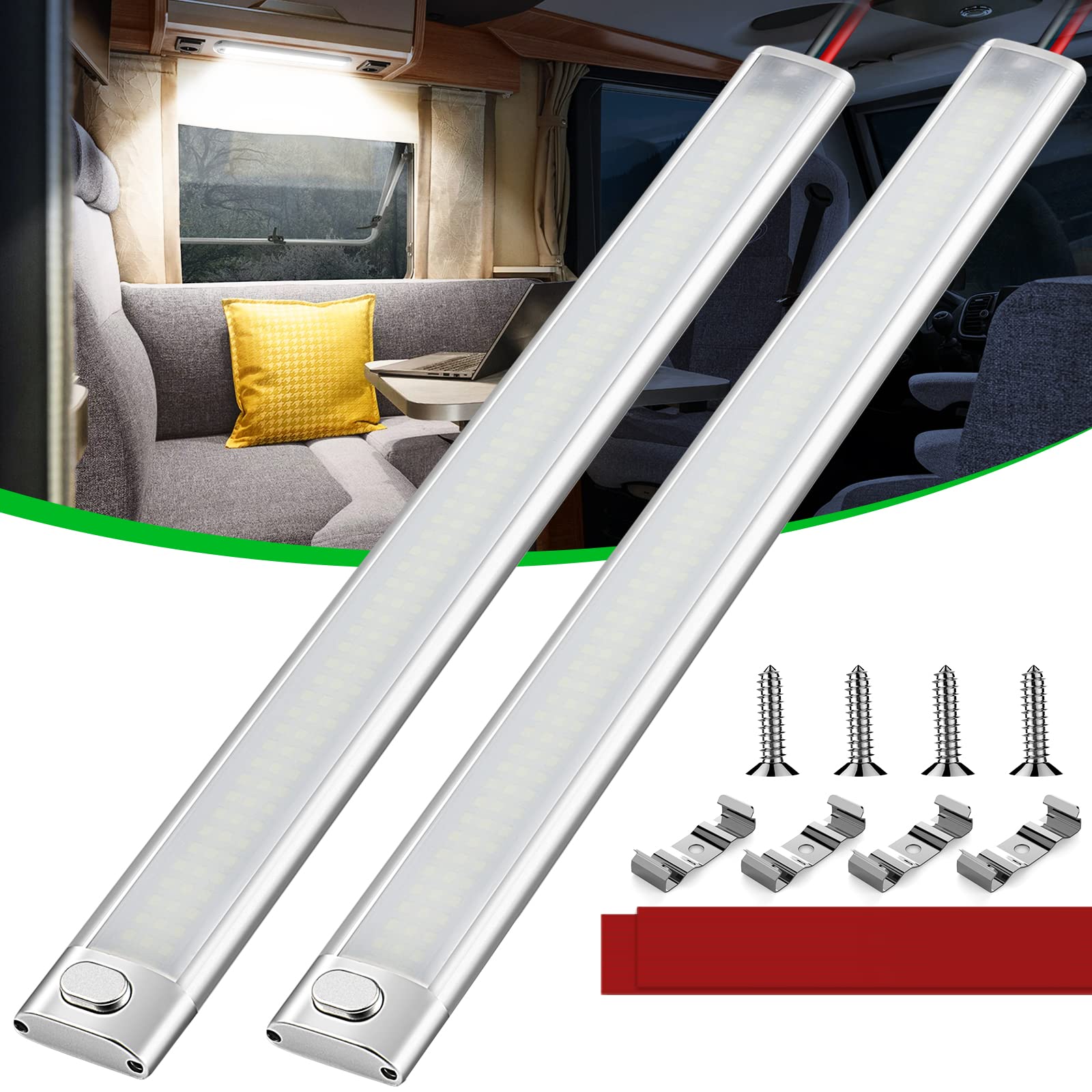 Ct Capetronix 12V Led Interior Light Bar, 168Leds 1700Lm 10W, Dc 12 Volt Led Strip Lights With On/Off Switch, For Enclosed Cargo