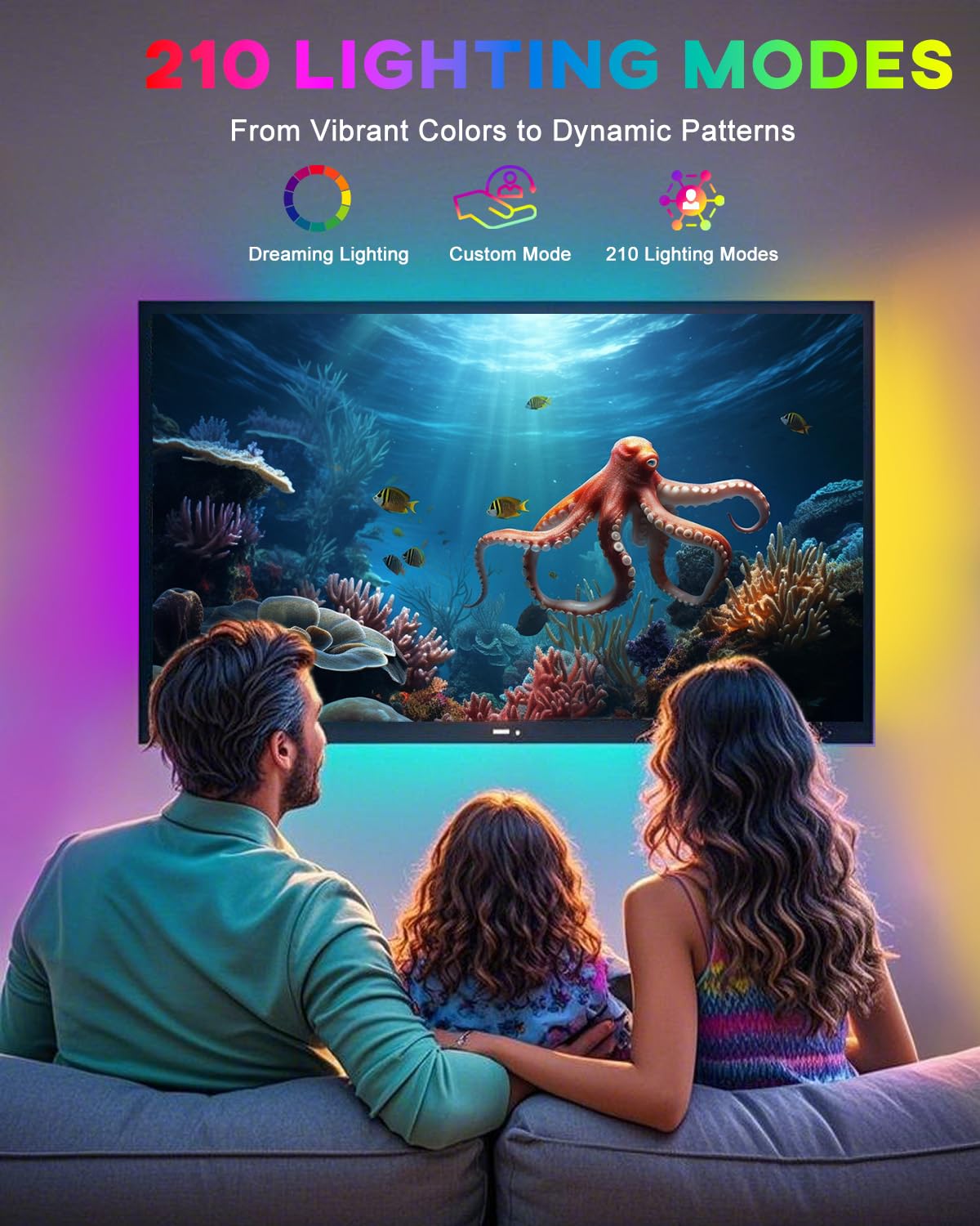 Led Strip Lights 4 Pre-Cut Rgb Led Light Strip With App & Remote Control, Multi-Color Music Sync Changing Strip Lights For Cabin