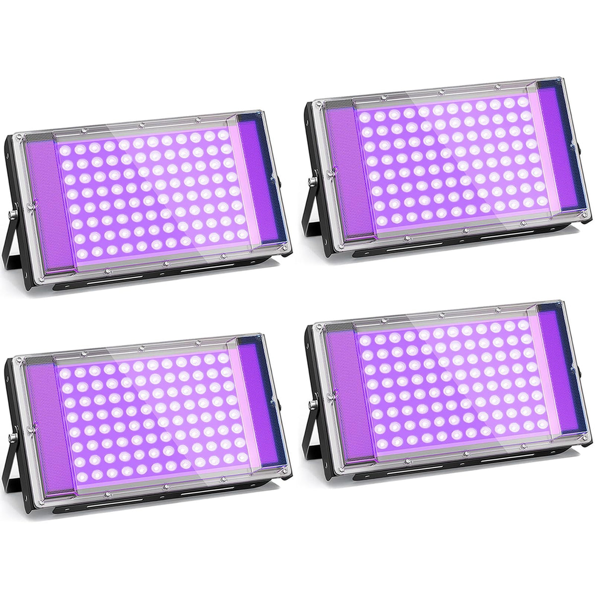 GKT 4 Pack 100W LED Black Light, UV Light, Black Lights for Glow Party, IP66 Waterproof Black Light Party Light, Suitable for Halloween, Body Painting, UV Paint, Fluorescent Posters.