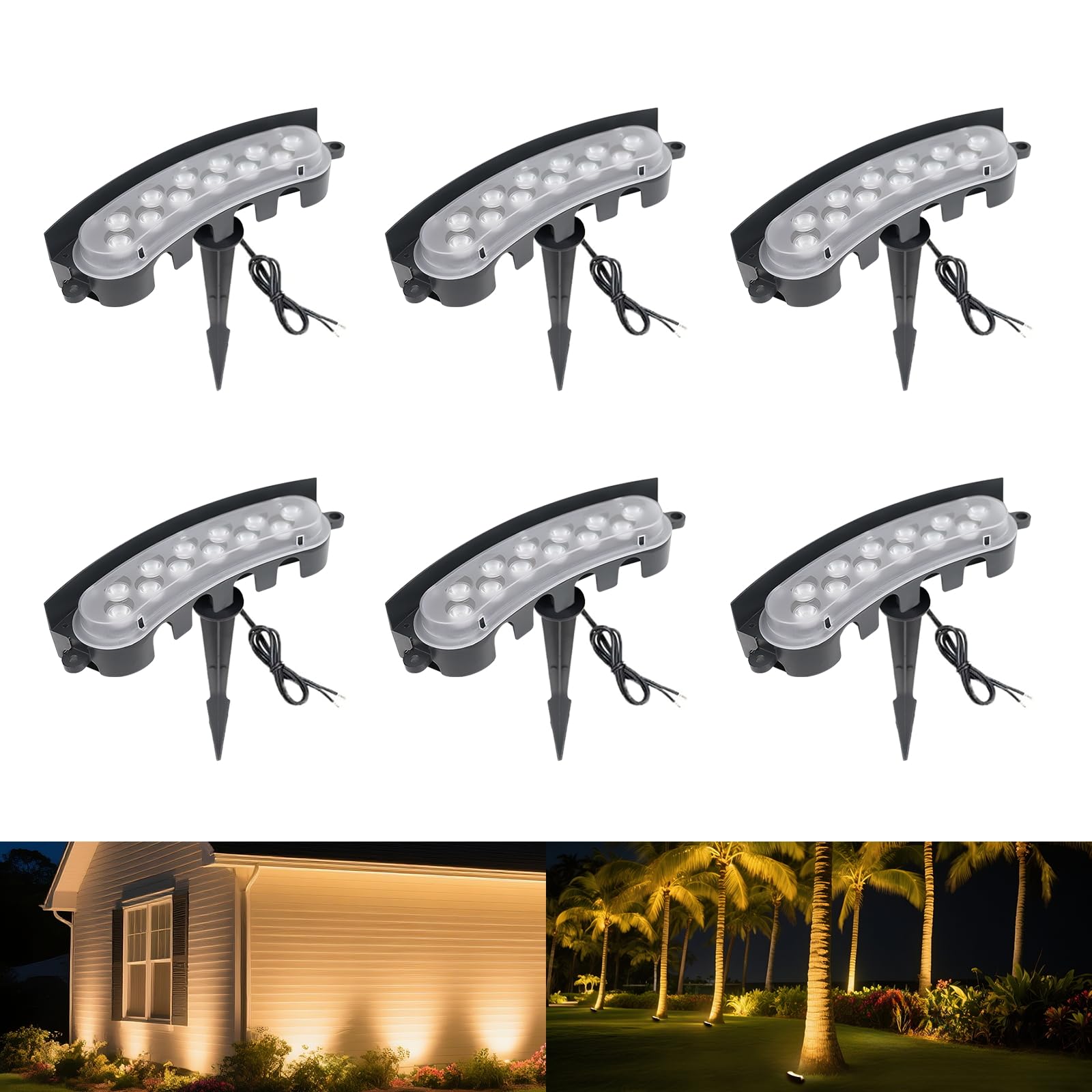 EZlumify Low Voltage Flood Lights, 9W LED, Aluminum, 2000K, Black, 6-Pack, Model EL-S51