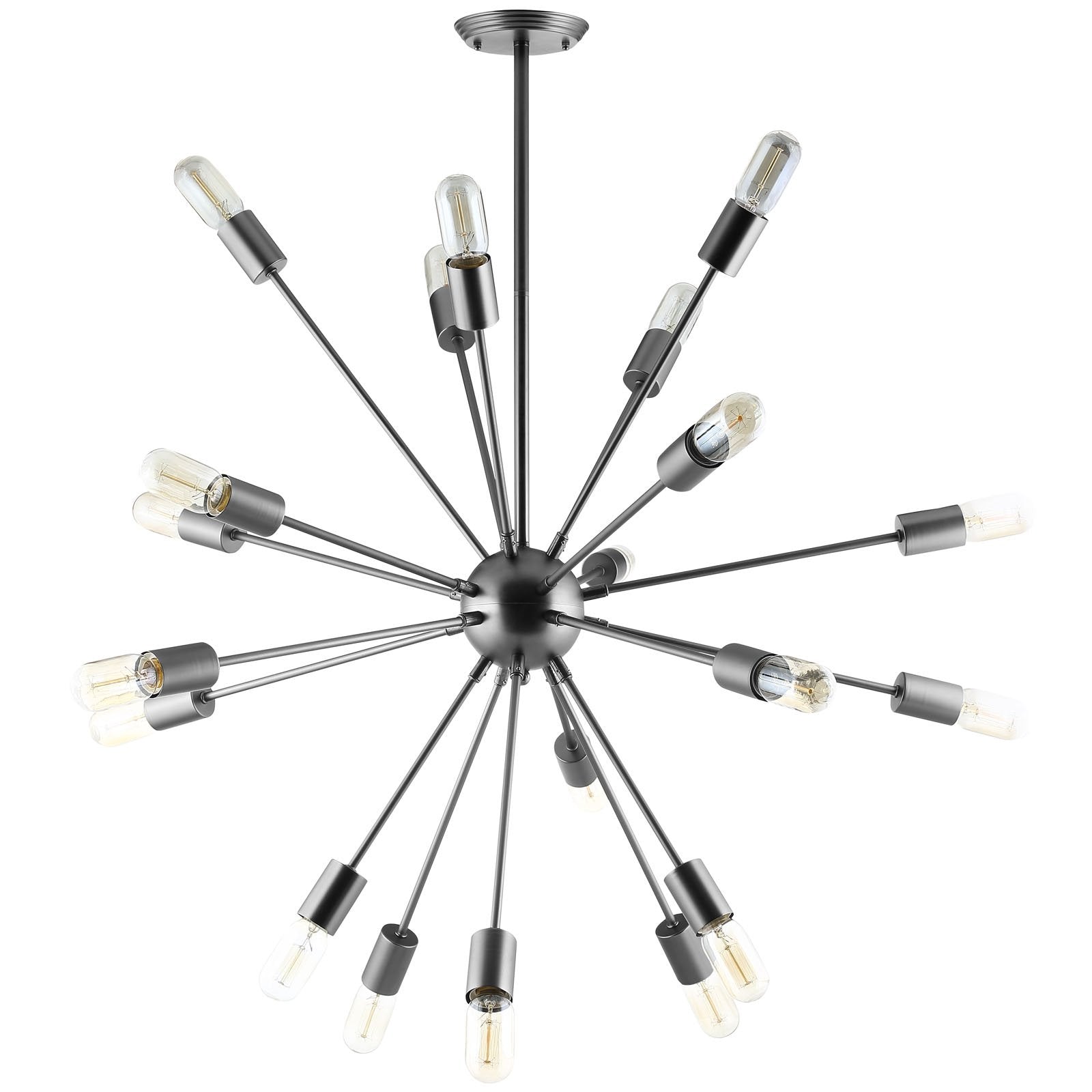 Modway Beam Mid-Century Modern Metal Pendant Chandelier In Gray