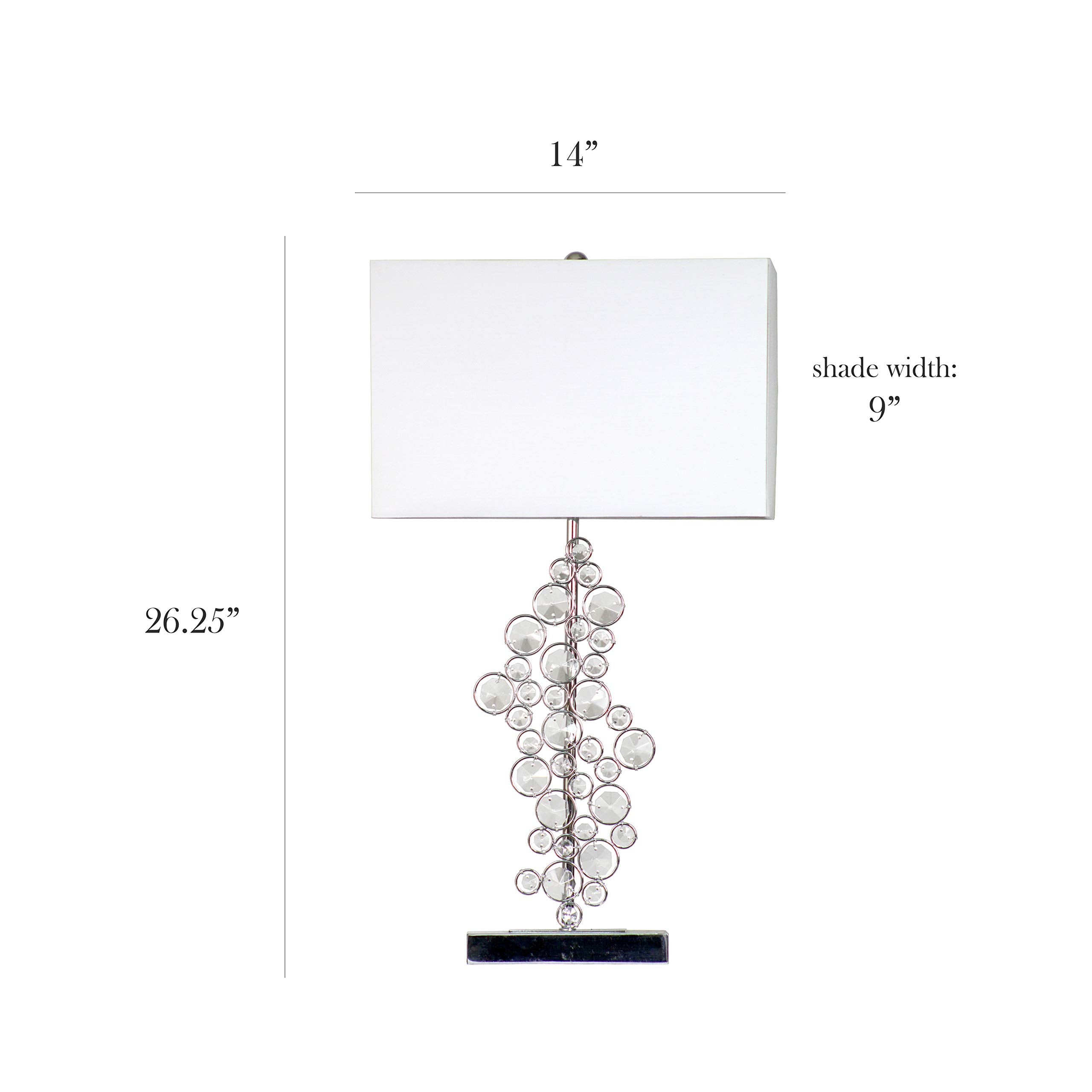 Elegant Designs Chrome Table Lamp - LT1027-CHR, 14x9x26.25", Crystal Sequin Finish