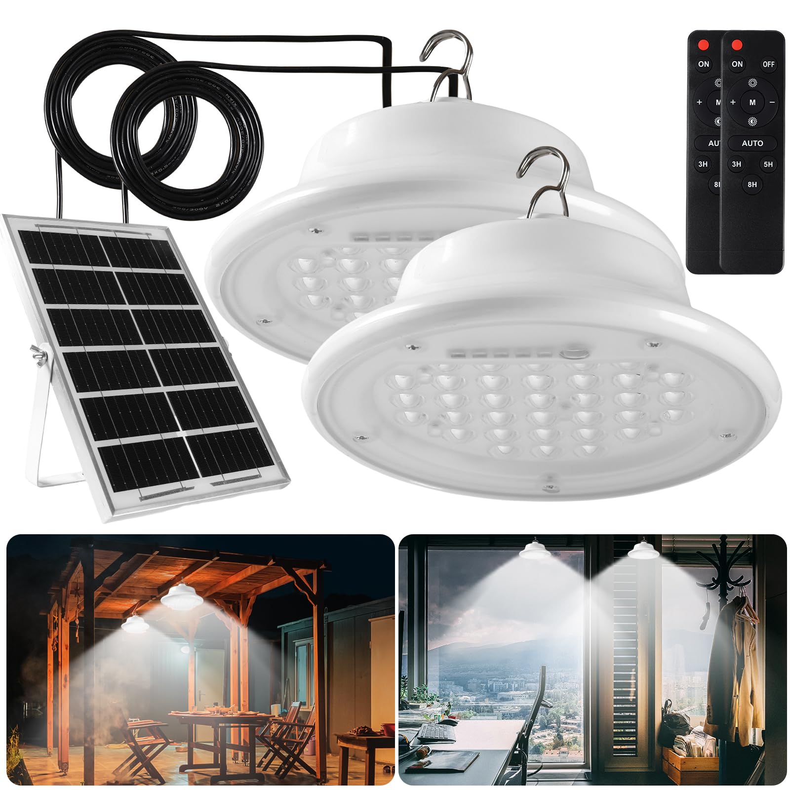 Abzxt Solar Pendant Light Shed Light Lighting Day And Night Auto Dusk To Dawn Solar Light Indoor And Outdoor With Remote Controlfor For Barn  Patio  Garden  Yard  Gazebo Chicken Coop  Tent (2 Lights)