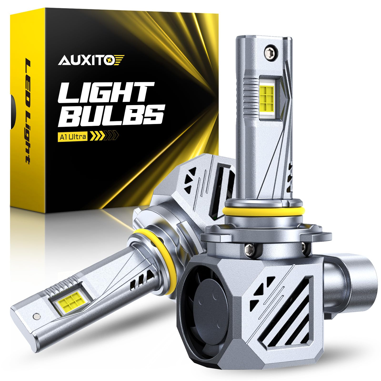 AUXITO 9006 LED Bulbs, 1000% Brighter, Quick Install, Non-Polarity, 20 Years Lifespan, Pack of 2