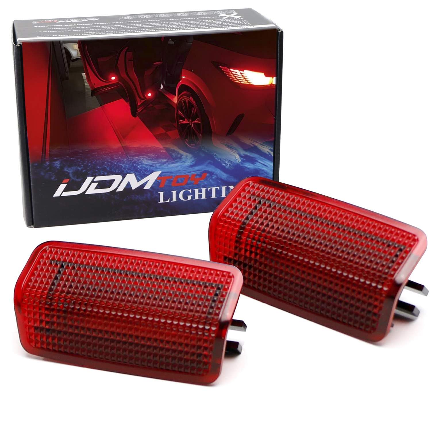 iJDMTOY LED Side Door Courtesy Light Assy, Red LED, Compatible with Lexus & Toyota Models, Dark Red Lens