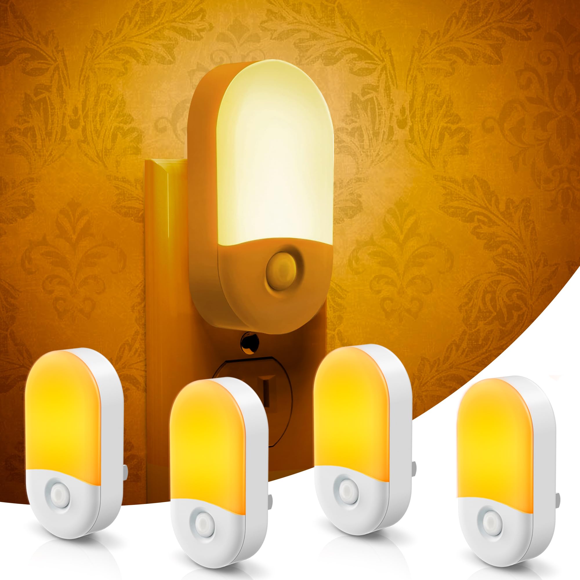 Amber Night Light, LOHAS Night Lights Plug into Wall[4 Pack], 0.6W 2000K LED Night Light, Dusk to Dawn Sensor, 30/60LM Adjustabl