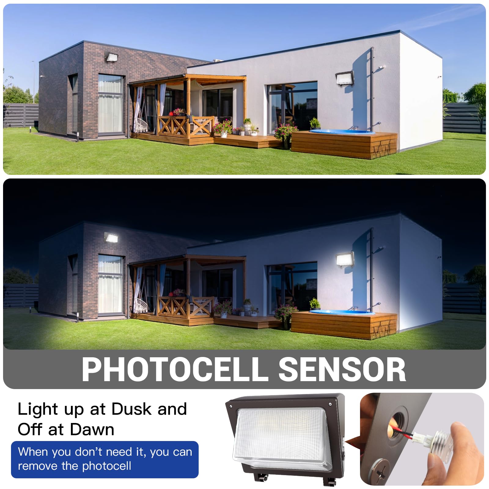 Jtt Led Wall Pack Light 120W/96W/72W With Dusk To Dawn Photocell, 18000Lm 6000K/5000K/4000K Cct Ip65 Waterproof Wallpack Lights