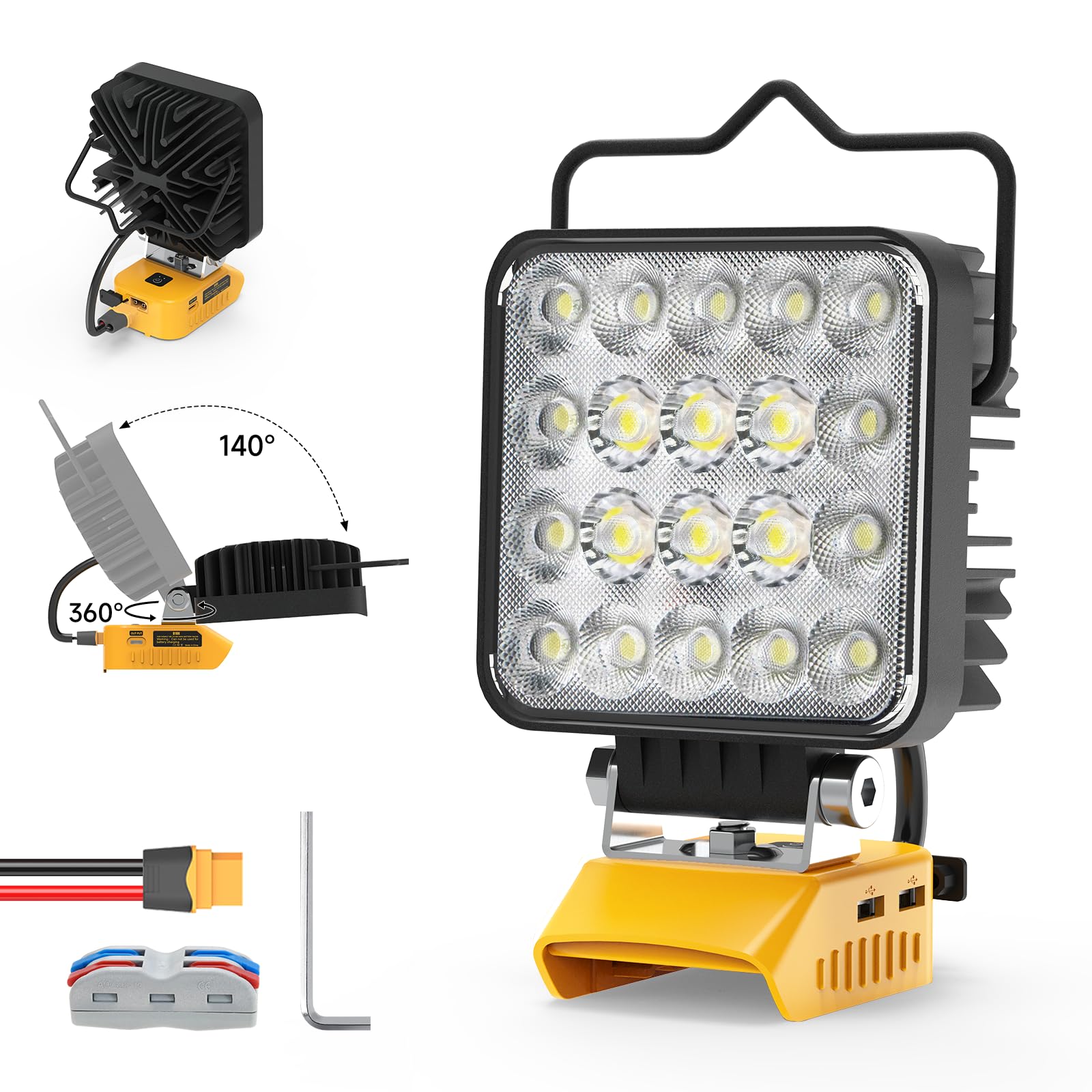 Azocek New Upgrade LED Work Light Compatible with Dewalt 20V Battery, 60W 6000LM Flashlight, 20V Battery Cordless Work Light wit