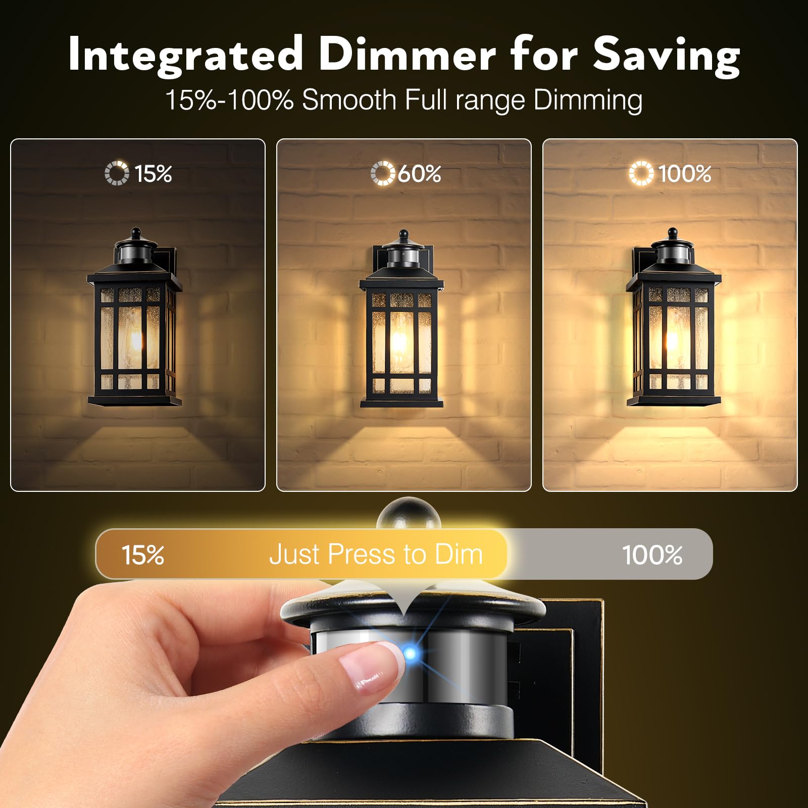 Opaxis Motion Sensor Outdoor Lights  Black Dusk To Dawn Outdoor Lighting With Tempered Glass  Aluminum Waterproof Anti-Rust Outside Wall Light Fixtures  Adjustable Sensitivity & Brightness  Hardwired