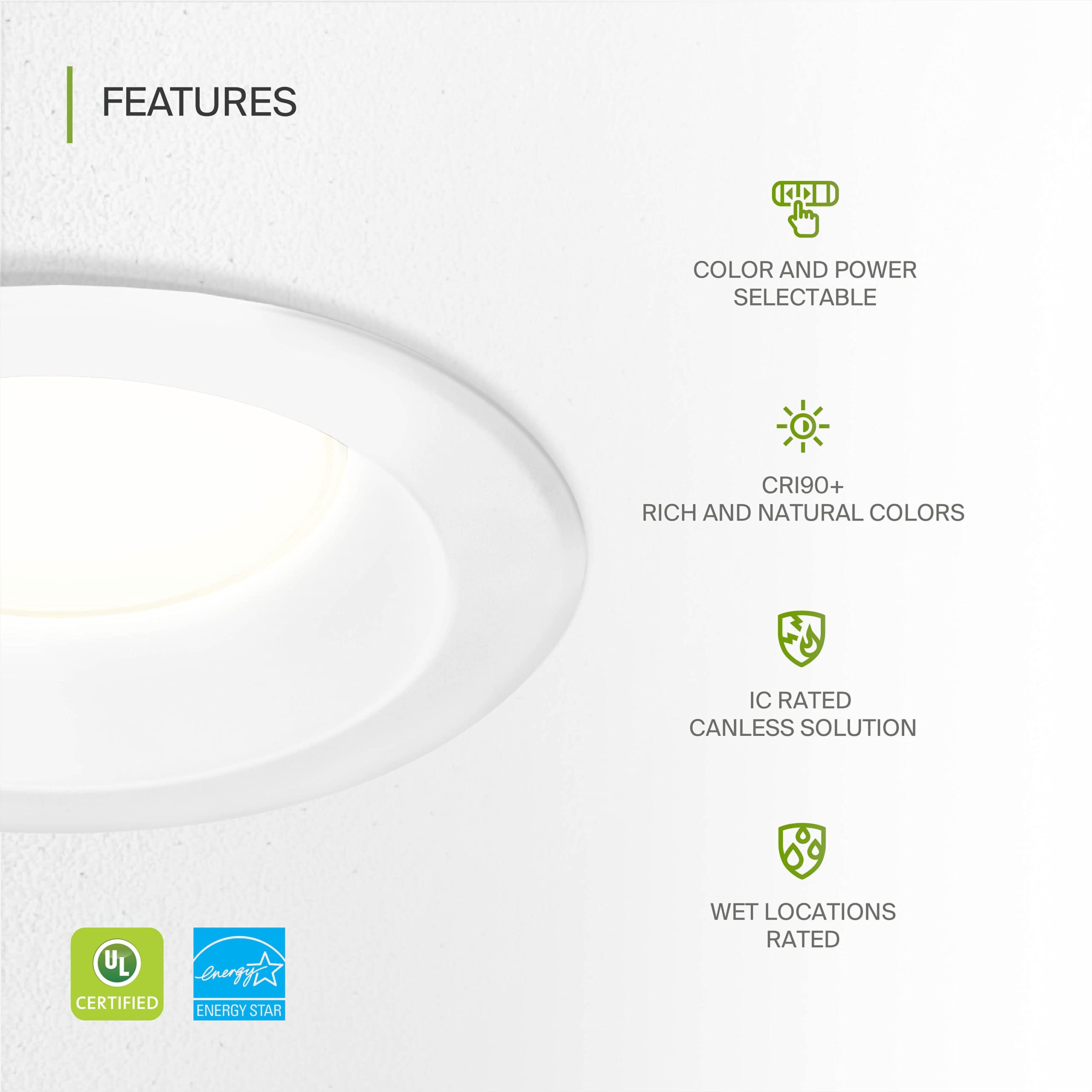Asd 9/10 Inch Commercial Canless Led Downlight  Power Adjustable 20/30/40W Lighting  Round Dimmable Recessed Ceiling Light Fixture  5 Cct 2700K-5000K  120-277V Ic Rated Ul & Energy Star