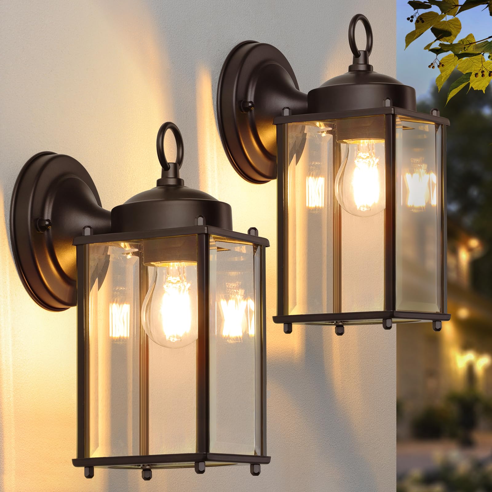 Matameye Outdoor Wall Lantern, Exterior Waterproof Wall Sconce Light Fixtures, Dark Chocolate Front Door Wall Lighting, Anti-Rus