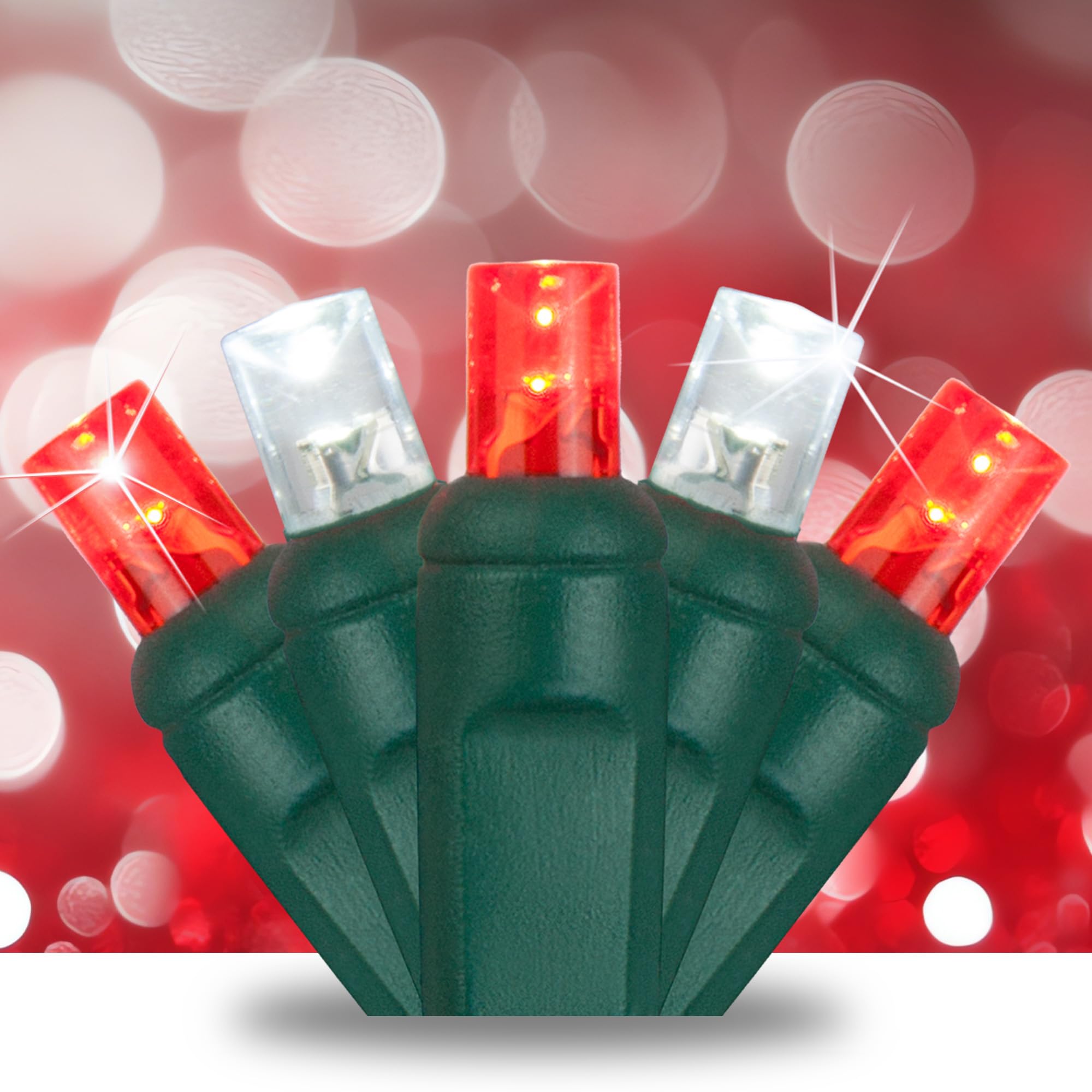 Softtwinkle Slow Twinkling Christmas Lights, Soft Twinkle String Lights Pulsing Christmas Lights (50 Lights, 17 Ft, Red/Cool Whi