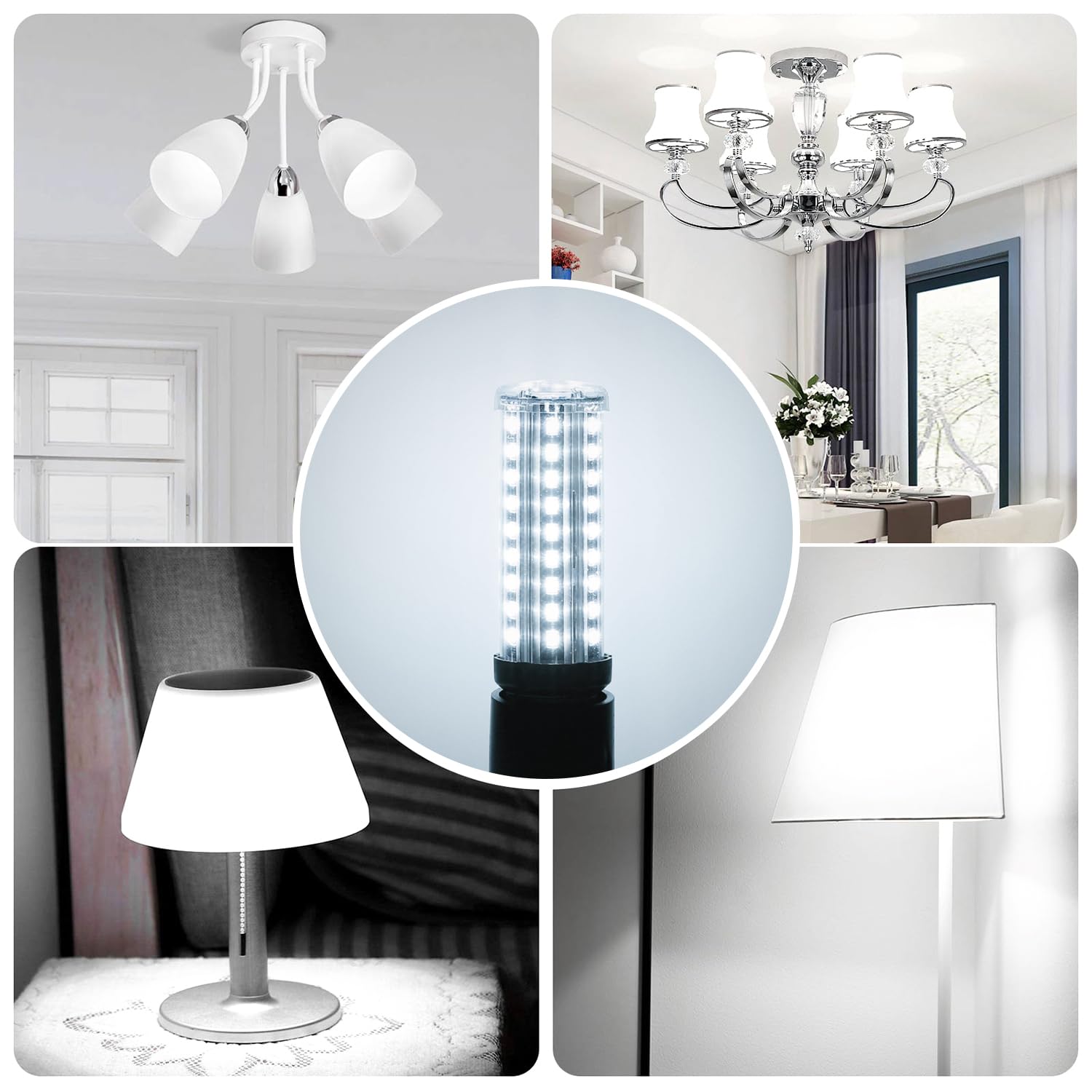 Wenscha LED Corn Light Bulb 20W E26/E27 Base 2000 Lumen 6500K Cool Daylight White Pack of 4 - ABS Plastic & Aluminium Alloy