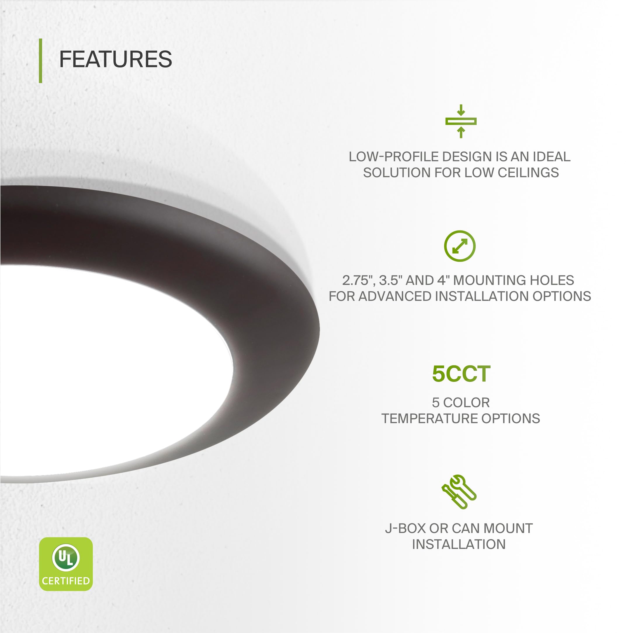 ASD LED Disk Lights 6 Inch 15W Dimmable Flush Mount Ceiling Fixture Oil-Rubbed Bronze Model A-LDS-6D15BR-6p