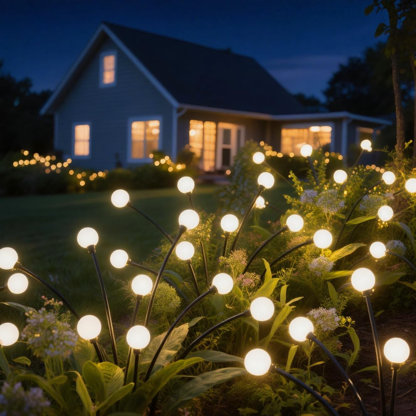 4 Packs Solar Garden Lights Outdoor Waterproof(32 Leds)  Firefly Swaying Light For Yard Patio Pathway Lawn Decor  Unique Gardening Gifts For Holiday Christmas Decoration