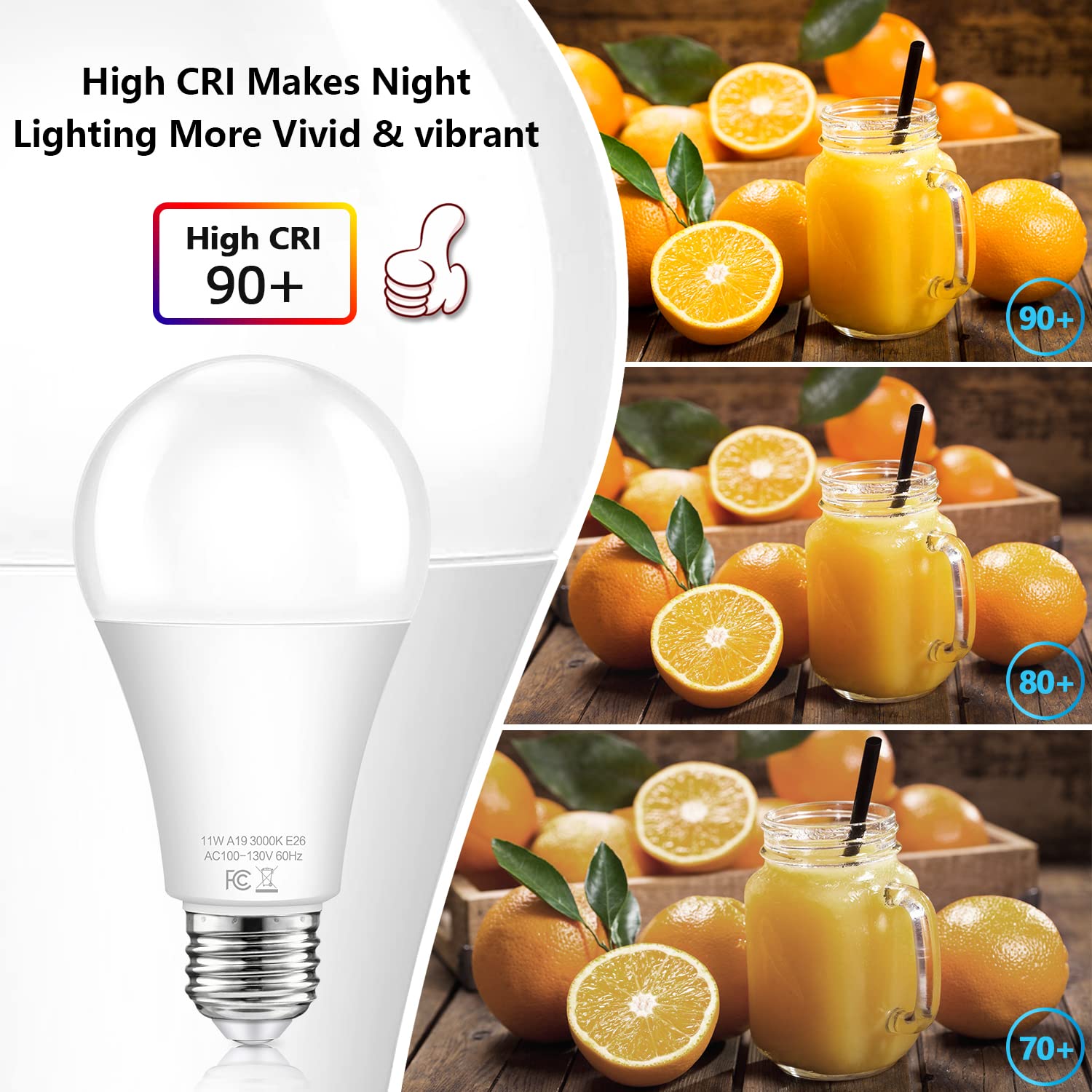 A19 Dusk To Dawn Sensor Light Bulbs Outdoor 100 Watt Equivalent, 11W Automatic On/Off Led Bulbs Warm White 3000K, 4-Pack 1200Lum