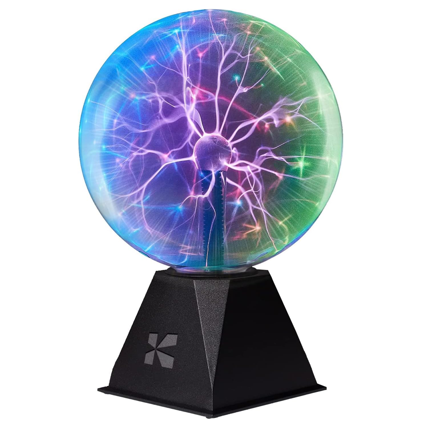 Katzco Colorful Plasma Ball - 8 Inch Static Electricity in a Vacuum Pressurized Glass Globe - Multicolored, Nebula, Thunder Ligh