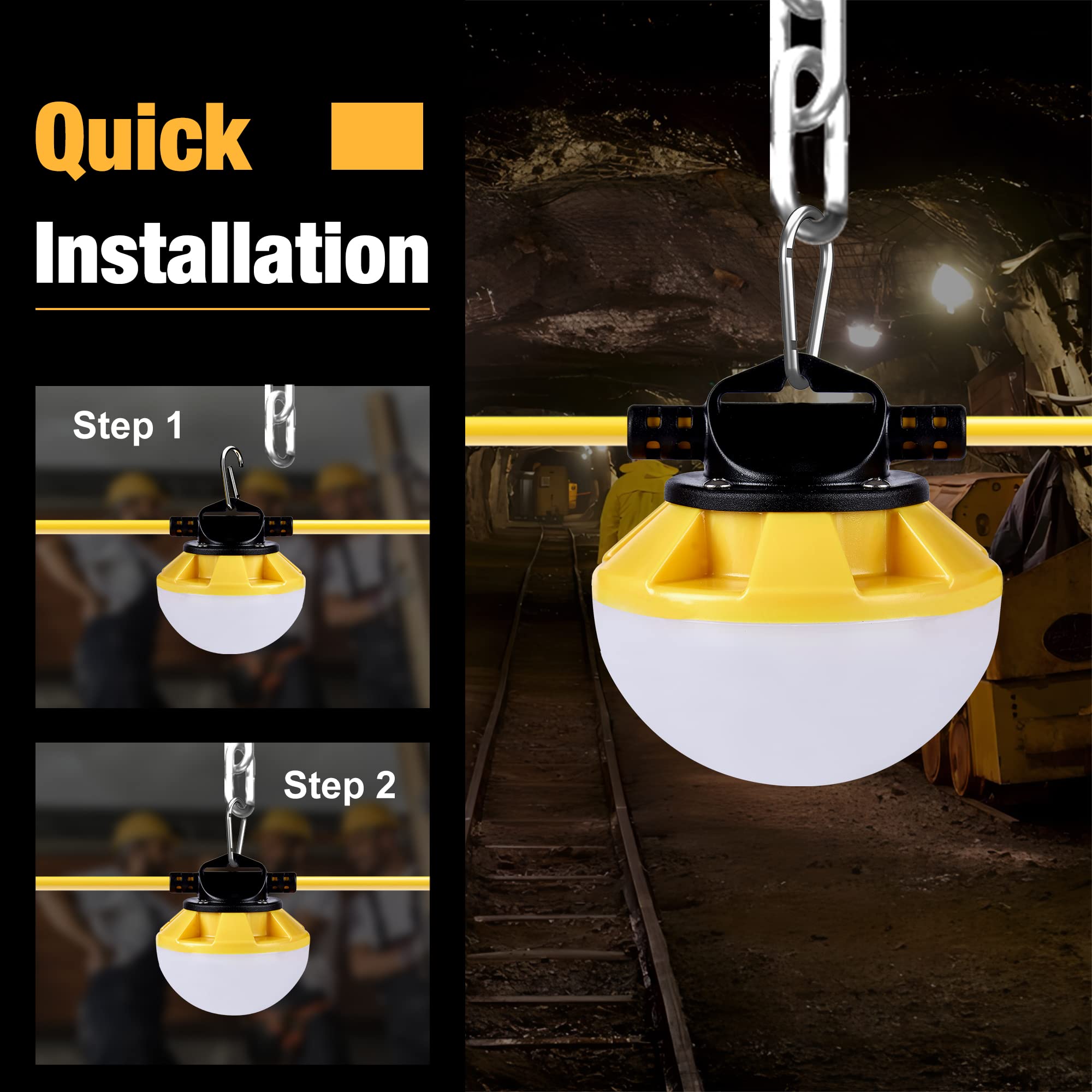 G GJIA 3-Prong String Lights, 100FT Linkable, ETL Certified, IP65 Waterproof, 5000K Daylight, Polycarbonate, Model H5-4S