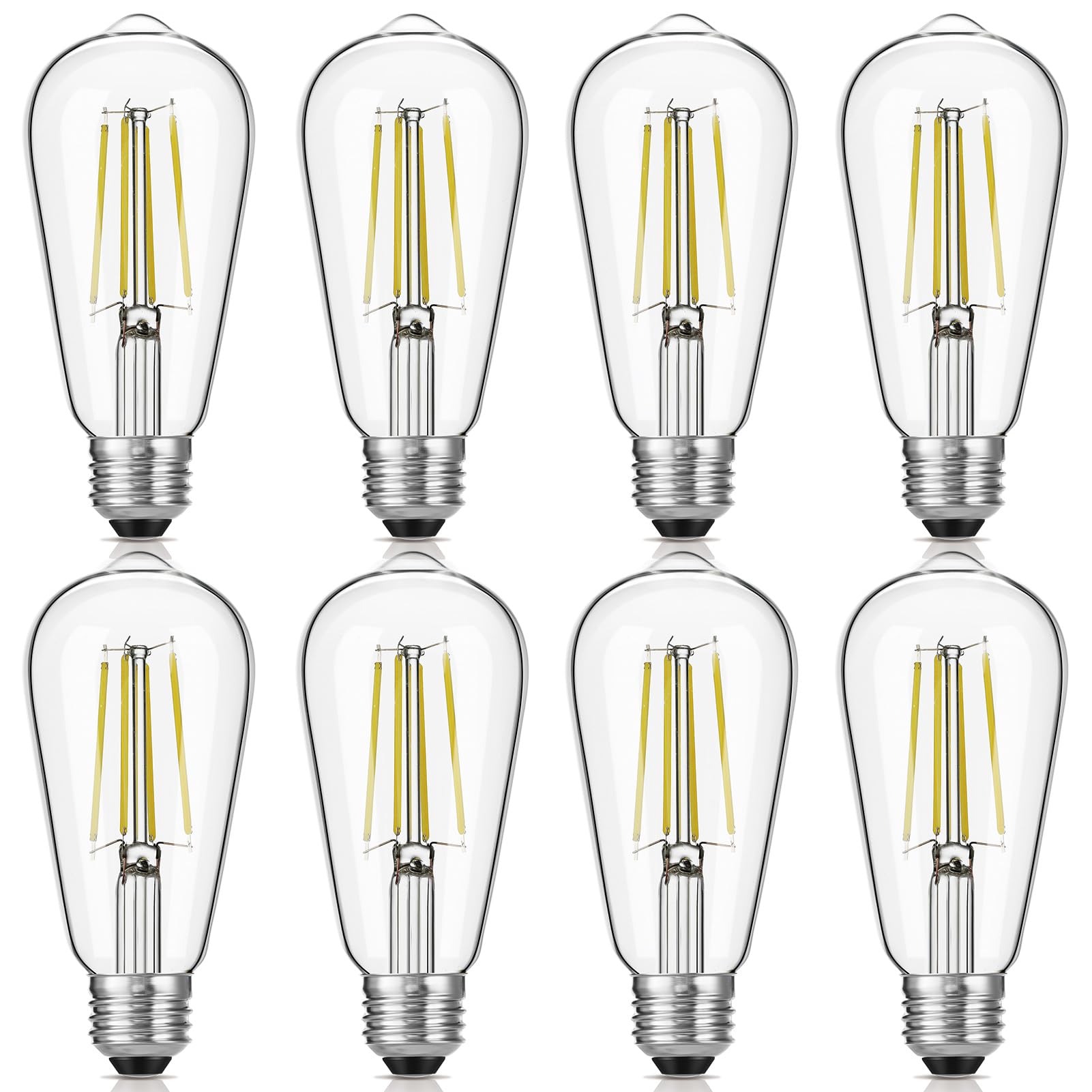 Gozelux Led Edison Bulbs 6W, Equivalent 60W, High Brightness Daylight White 5000K, 750 Lumens, St58 Vintage Led Filament Bulbs W