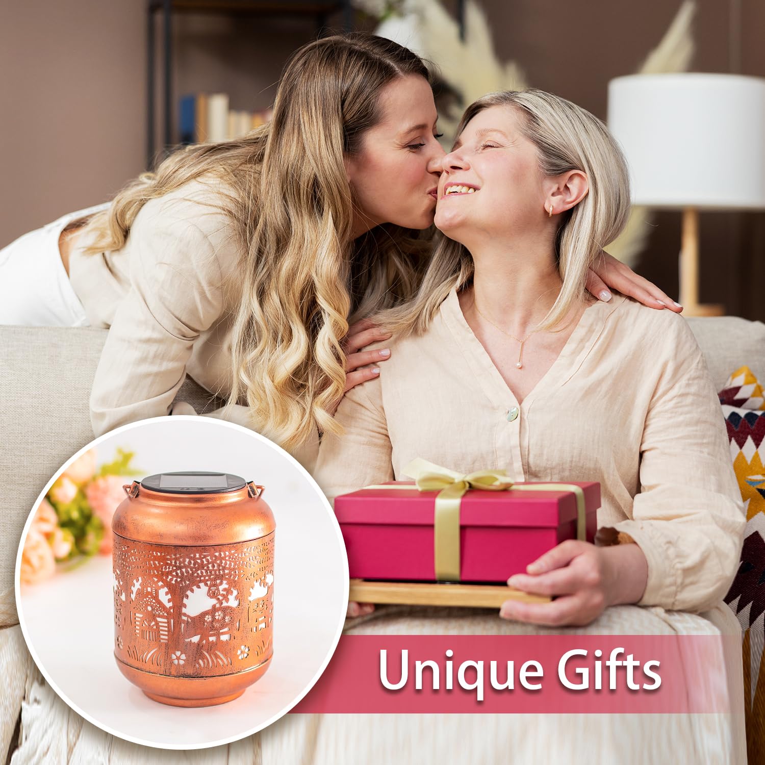 Pig Solar Lanterns Outdoor Waterproof Hanging Solar Lights Pig Gifts For Women Men Mom Metal Decorative Led Outdoor Lanterns For