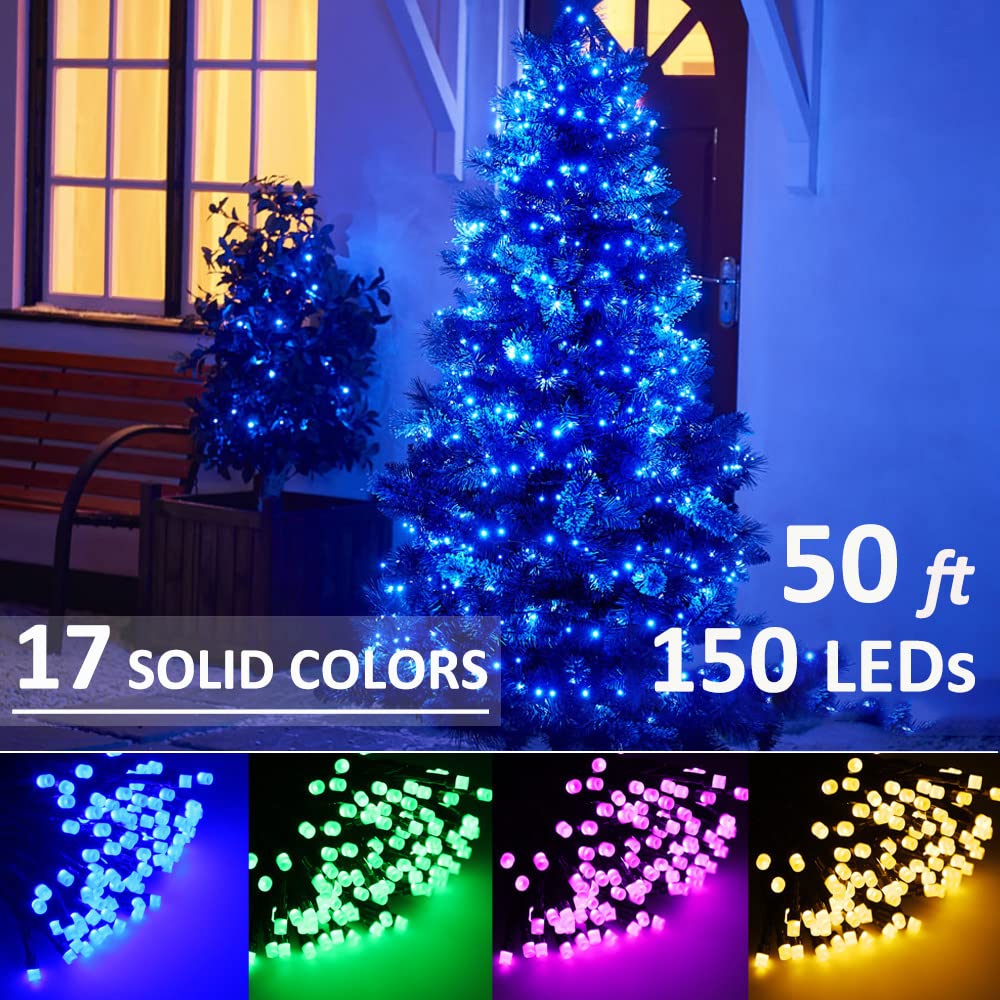 Solhice 50Ft Christmas Lights Color Changing, 150 Led Indoor Xmas Tree String Lights Usb Powered For Car, Rgb Twinkle Light For Bedroom Outdoor Decor With Remote Control