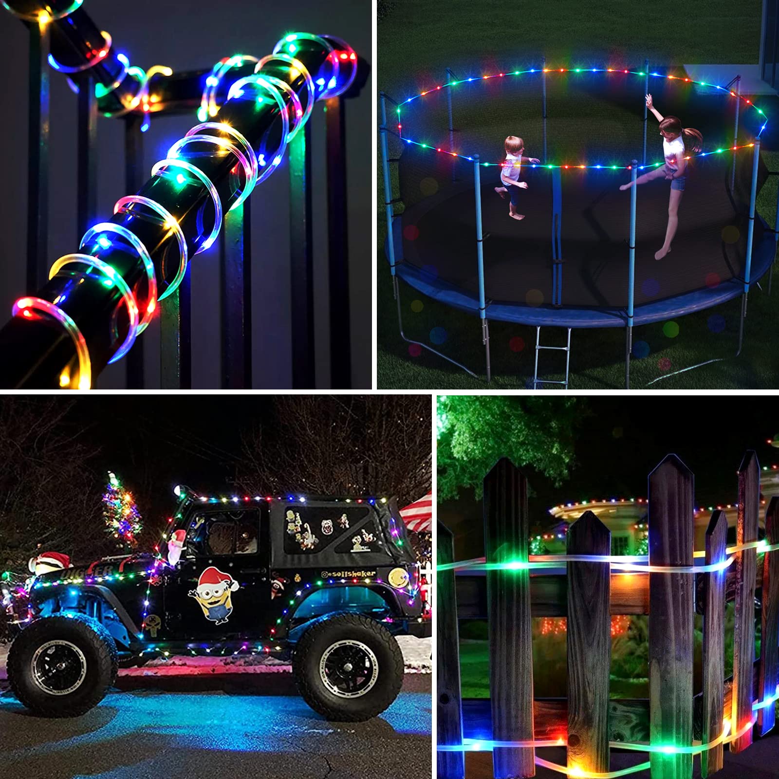 JMEXSUSS 100 LED Battery Rope Lights, 33ft, Waterproof Fairy Lights, Remote Controlled, Multicolor, Model Rope100B