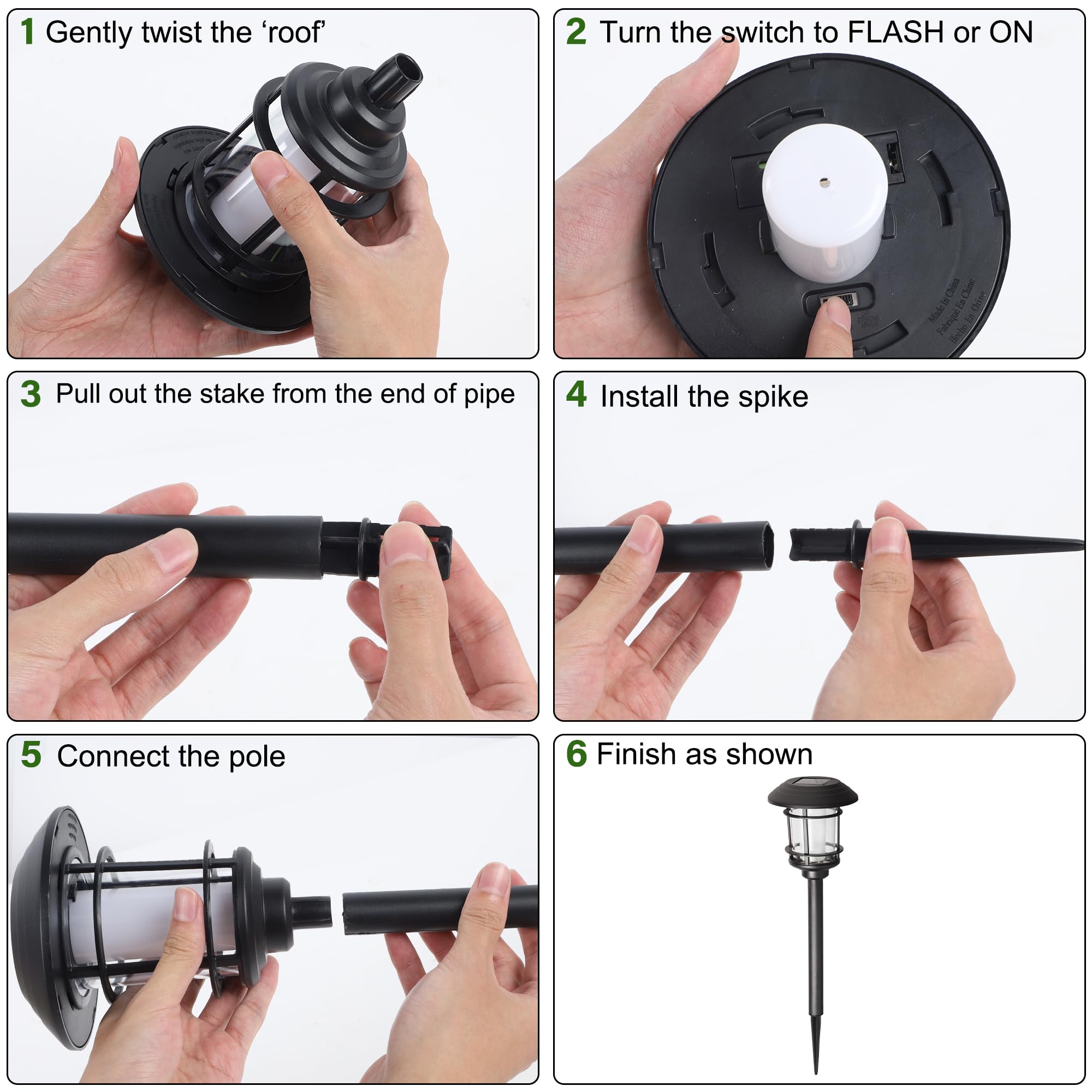 Dynaming 6 Pack Solar Flame Torch Lights Outdoor, Dual Use Flickering Purple Flame Garden Light, Hanging Lantern, Auto On/Off & Waterproof Halloween Lighting For Lawn Patio Yard Walkway Driveway