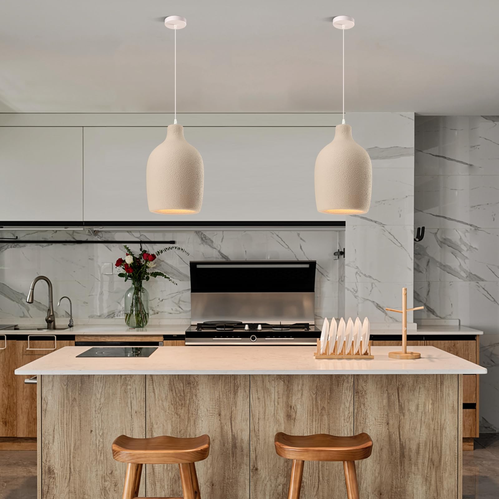 JAYMP Wabi Sabi Pendant Light - Japanese Style Bird Nest, Light Brown, D26×H46cm, Polystyrene, Model GB7499 for Dining Room and Kitchen