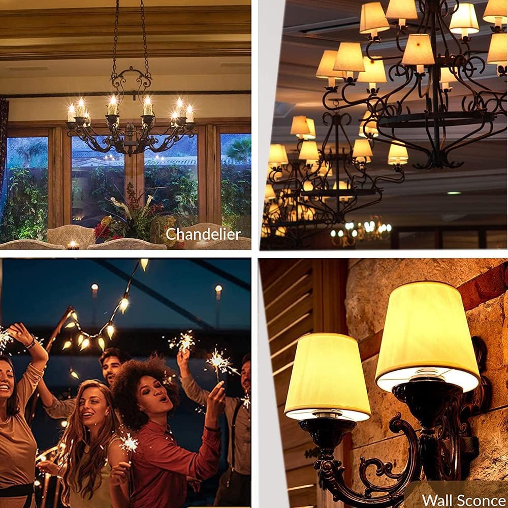 Seigun 12PC Candelabra Light Bulbs, 60W Clear E12 B10, Warm White 2700K, Dimmable, 600 Lumen, Glass