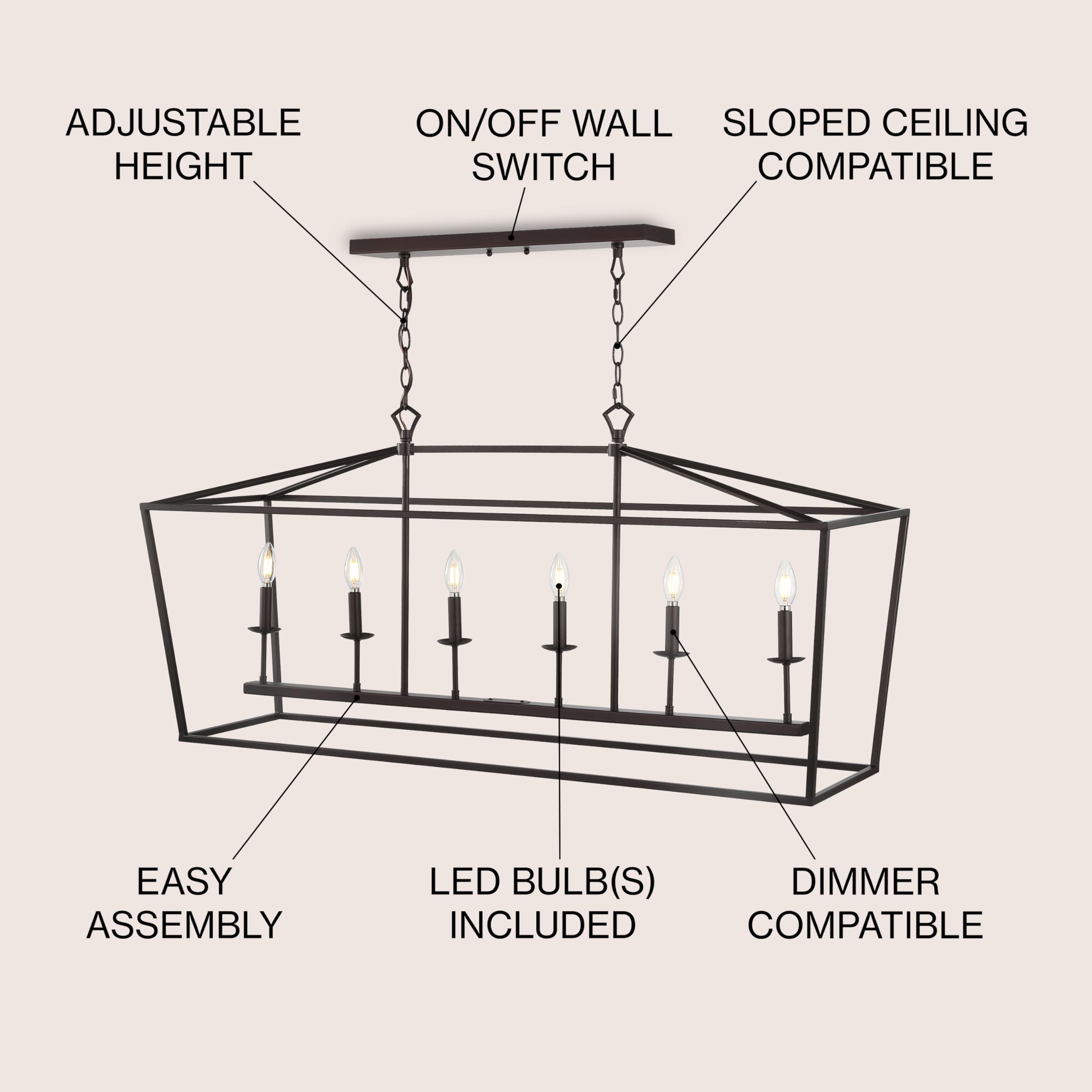 JONATHAN Y Pagoda Lantern Pendant Light Dimmable Metal 49 in Oil Rubbed Bronze Model JYL7439A