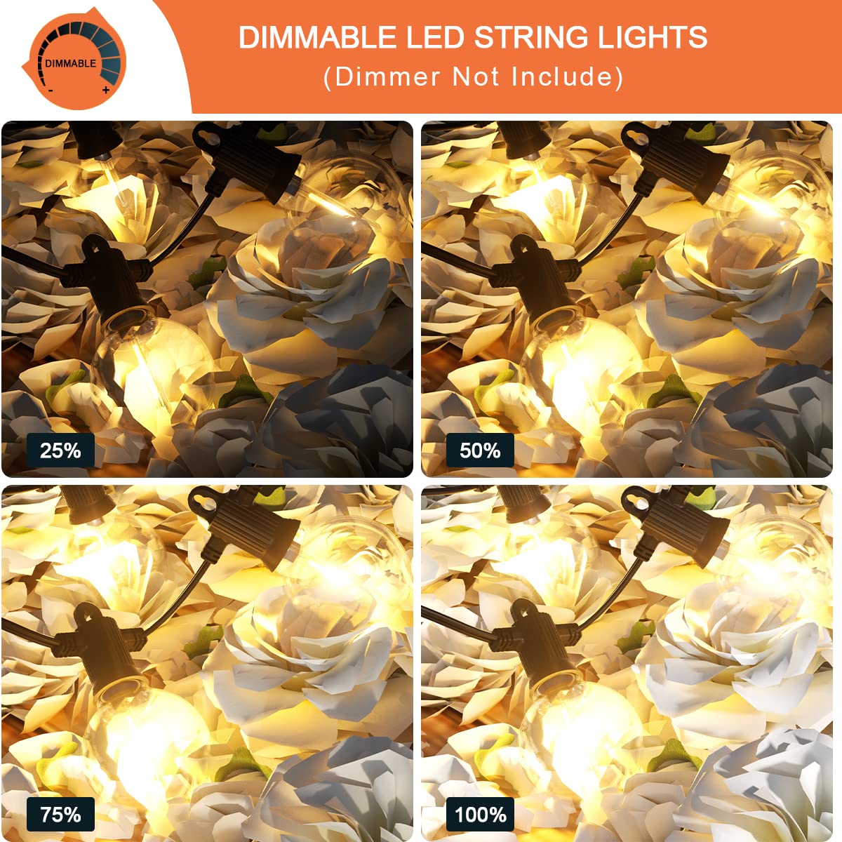 Kawaya 240Ft Outdoor Lights String Led Patio Lights Waterproof Dimmable G40 Globe String Lights For Outside With 120+4 Blubs Sha